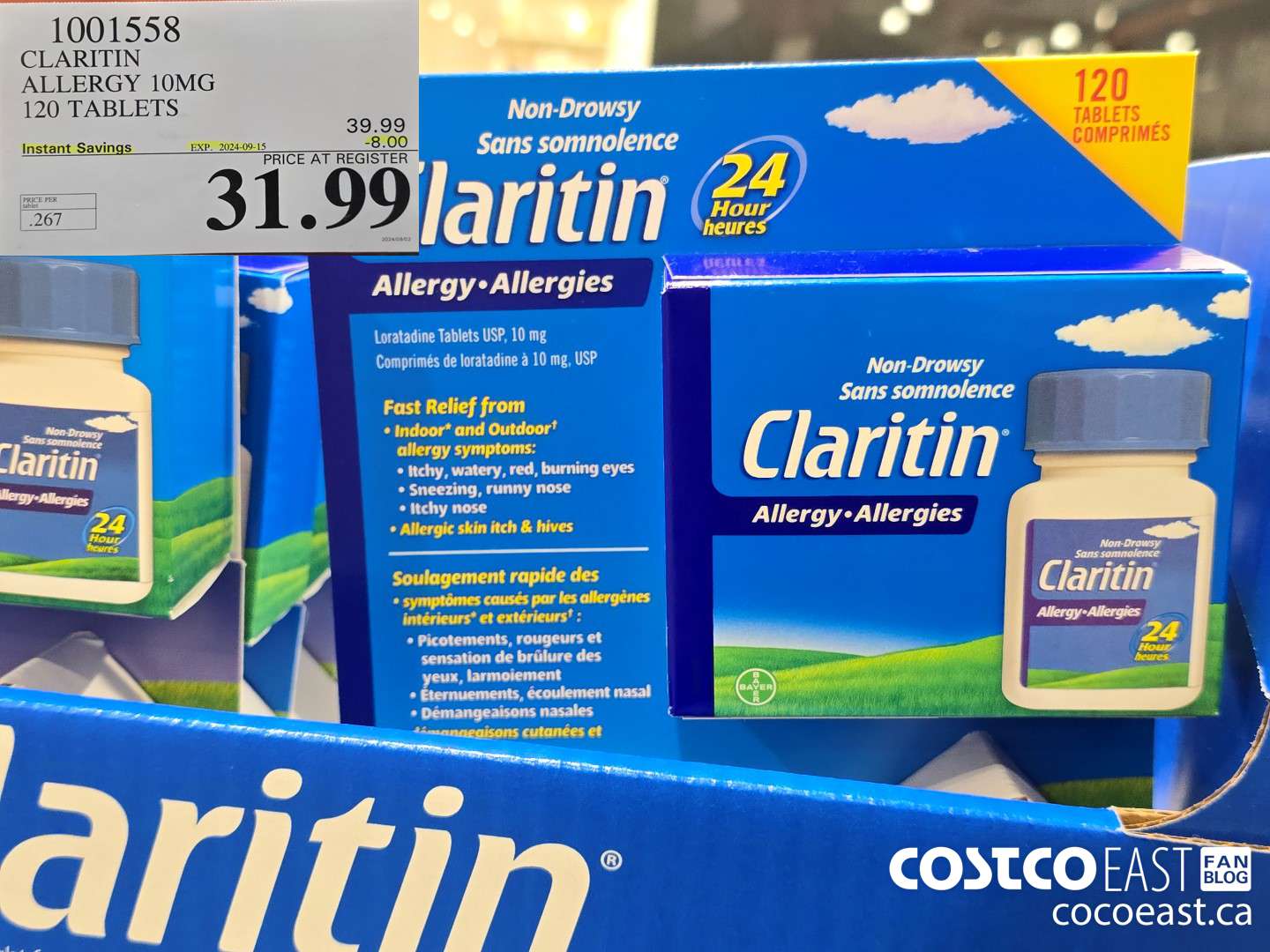 1001558 CLARITIN ALLERGY 10MG 120 TABLETS ($8.00 INSTANT SAVINGS EXPIRES ON 2024-09-15) $31.99