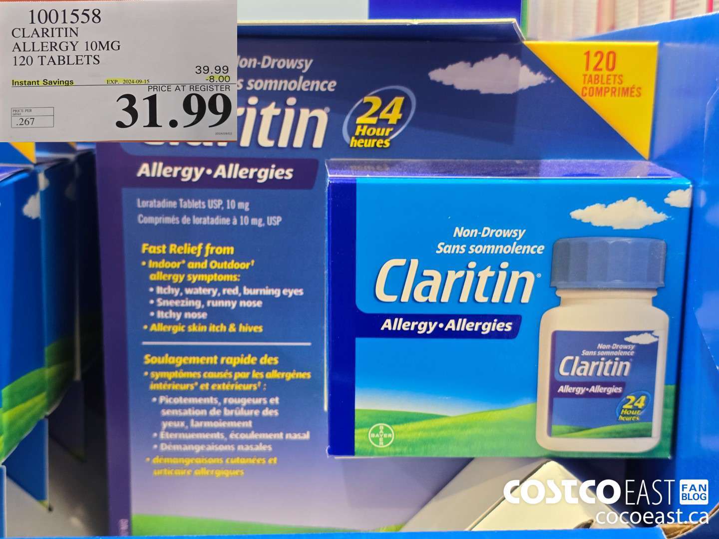 1001558 CLARITIN ALLERGY 10MG 120 TABLETS  ($8.00 INSTANT SAVINGS EXPIRES ON 2024-09-15) $31.99