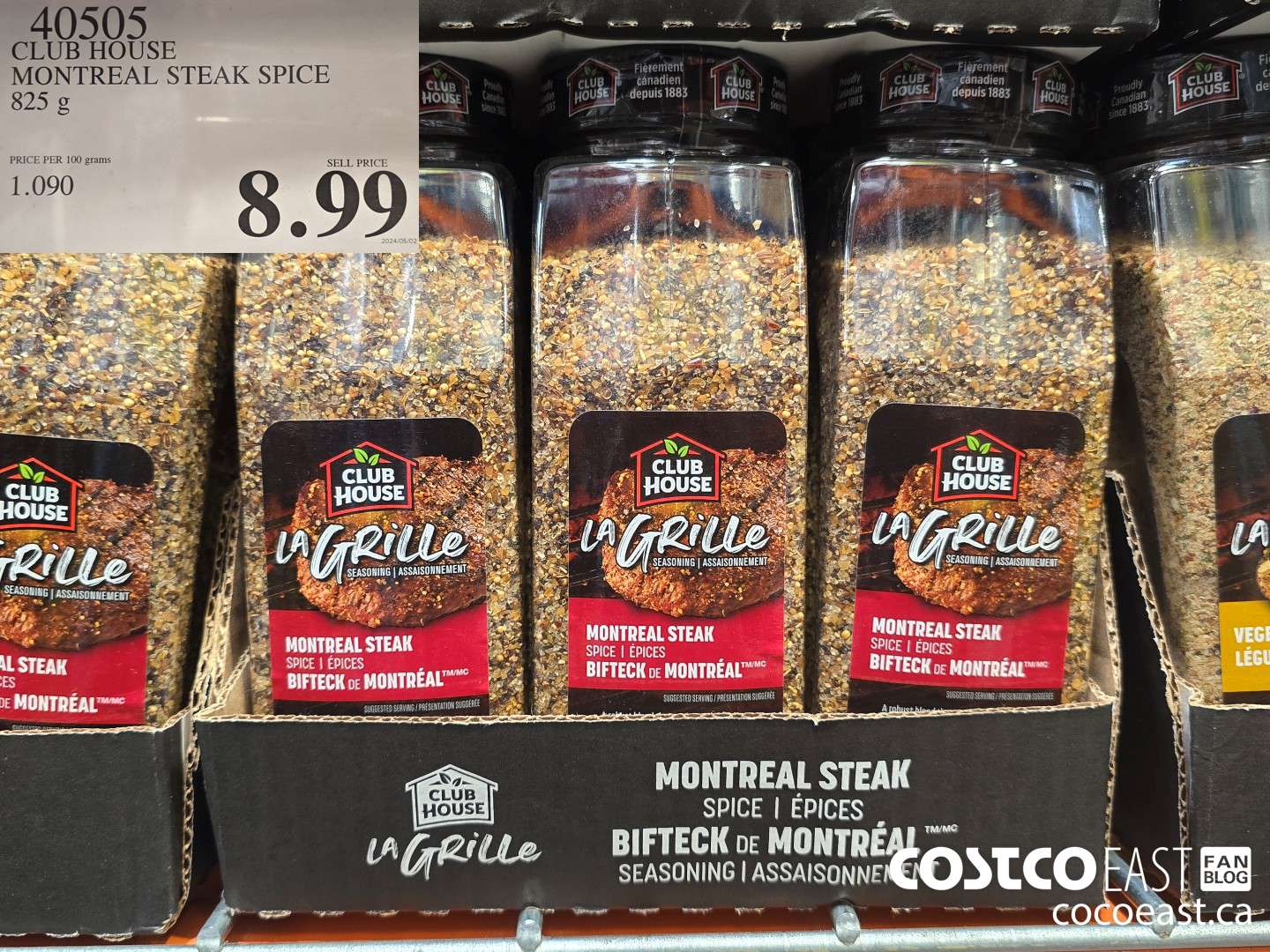 40505 CLUBHOUSE MONTREAL STEAK SPICE 825 G $8.99