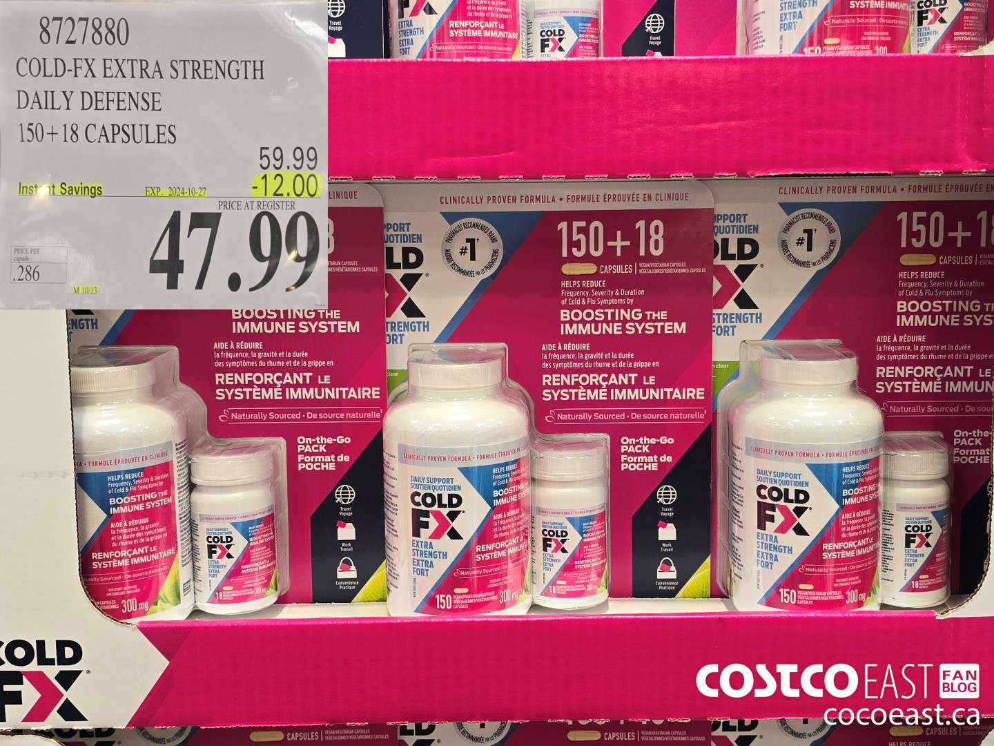 872880 COLD-FX EXTRA STRENGTH DAILY DEFENSE 130+ 18 CAPSULES ($12.00 INSTANT SAVINGS EXPIRES ON 2024-10-27) $47.99