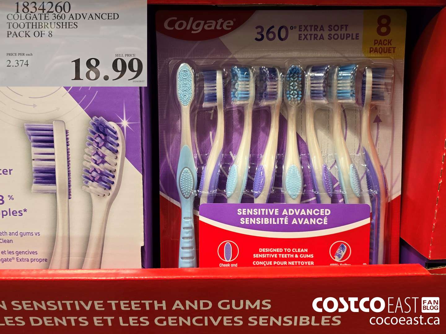 1834260 COLGATE 360 ADVANCED TOOTHBRUSHES PACK OF 8 $18.99