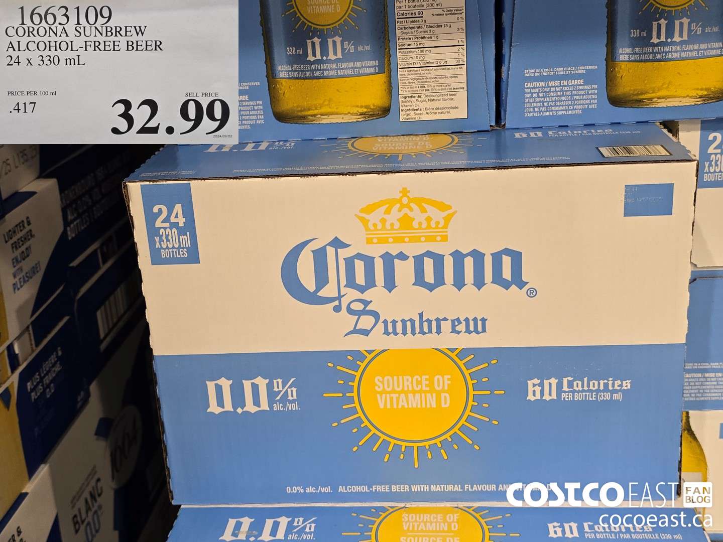 1663109 CORONA SUNBREW ALCOHOL-FREE BEER 24 X 330ML $32.99