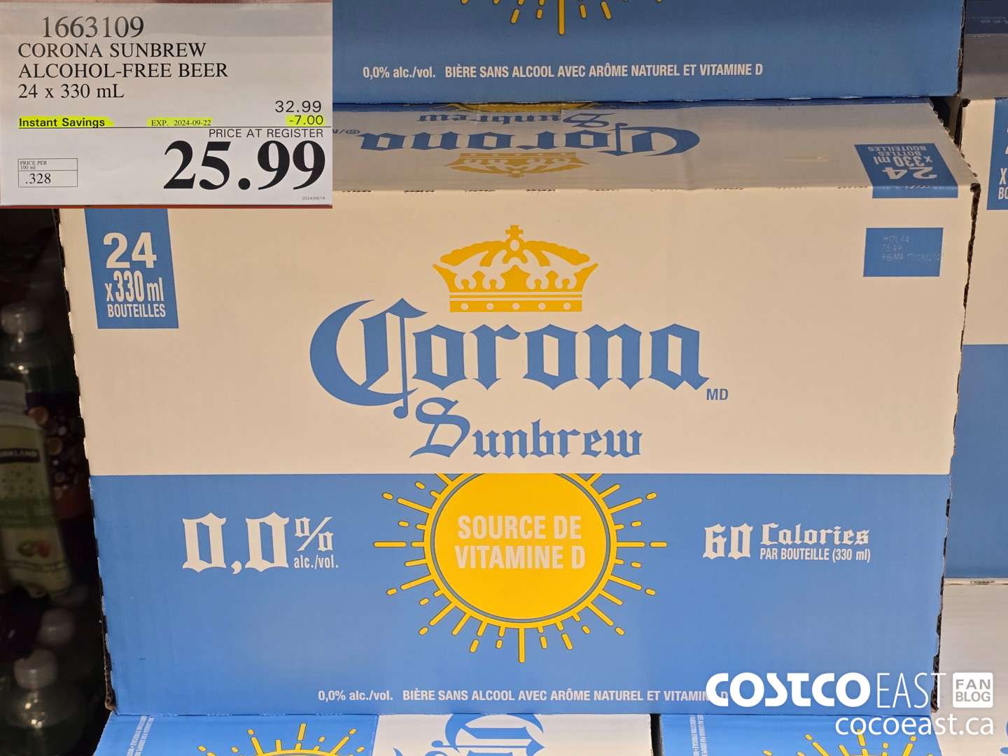 1663109 CORONA SUNBREW ALCOHOL-FREE BEER 24 X 330ML ($7.00 INSTANT SAVINGS EXPIRES ON 2024-09-22) $25.99