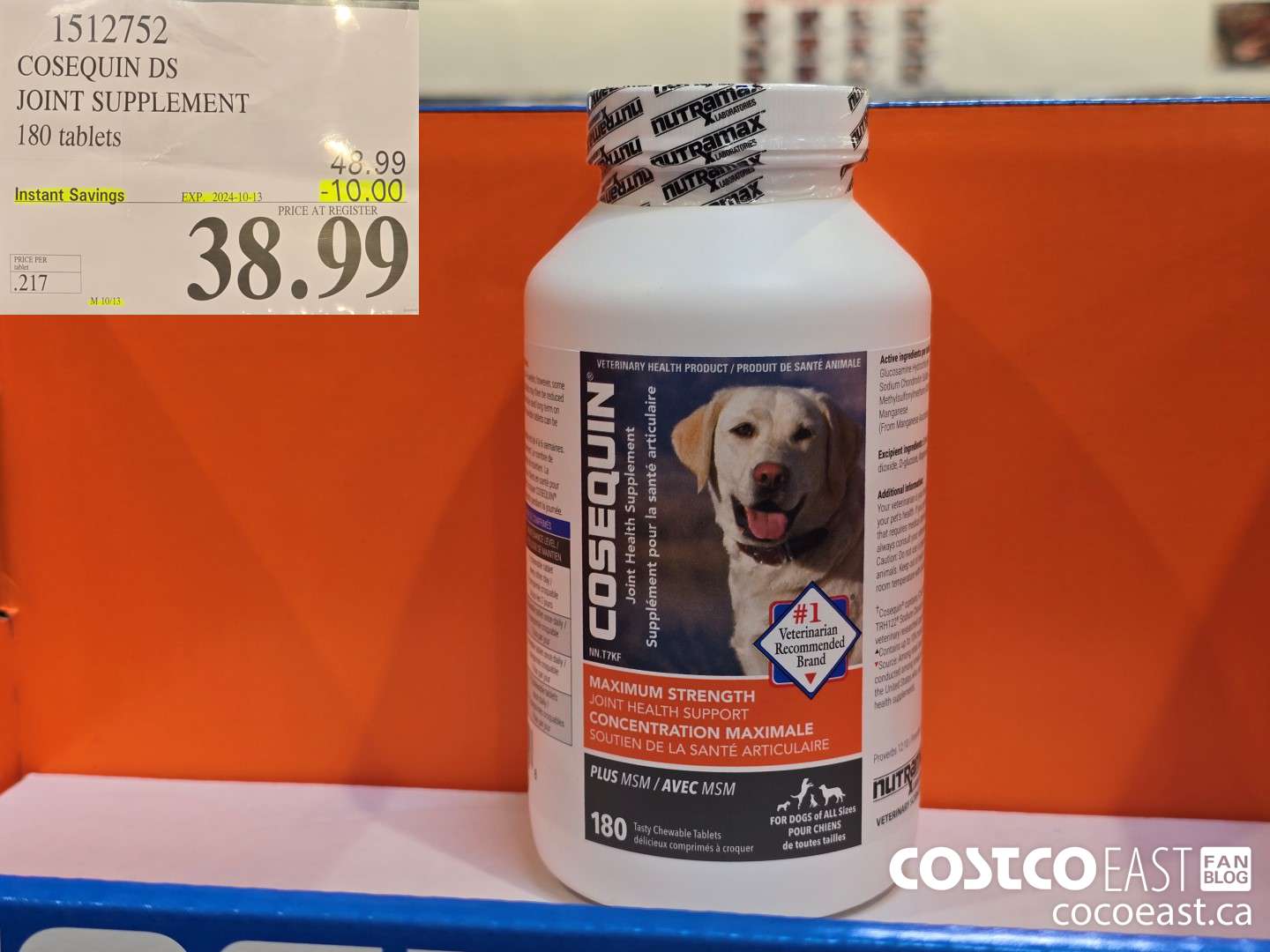 1512752 COSEQUIN DS JOINT SUPPLEMENT 180 TABLETS ($10.00 INSTANT SAVINGS EXPIRES ON 2024-10-13) $38.99