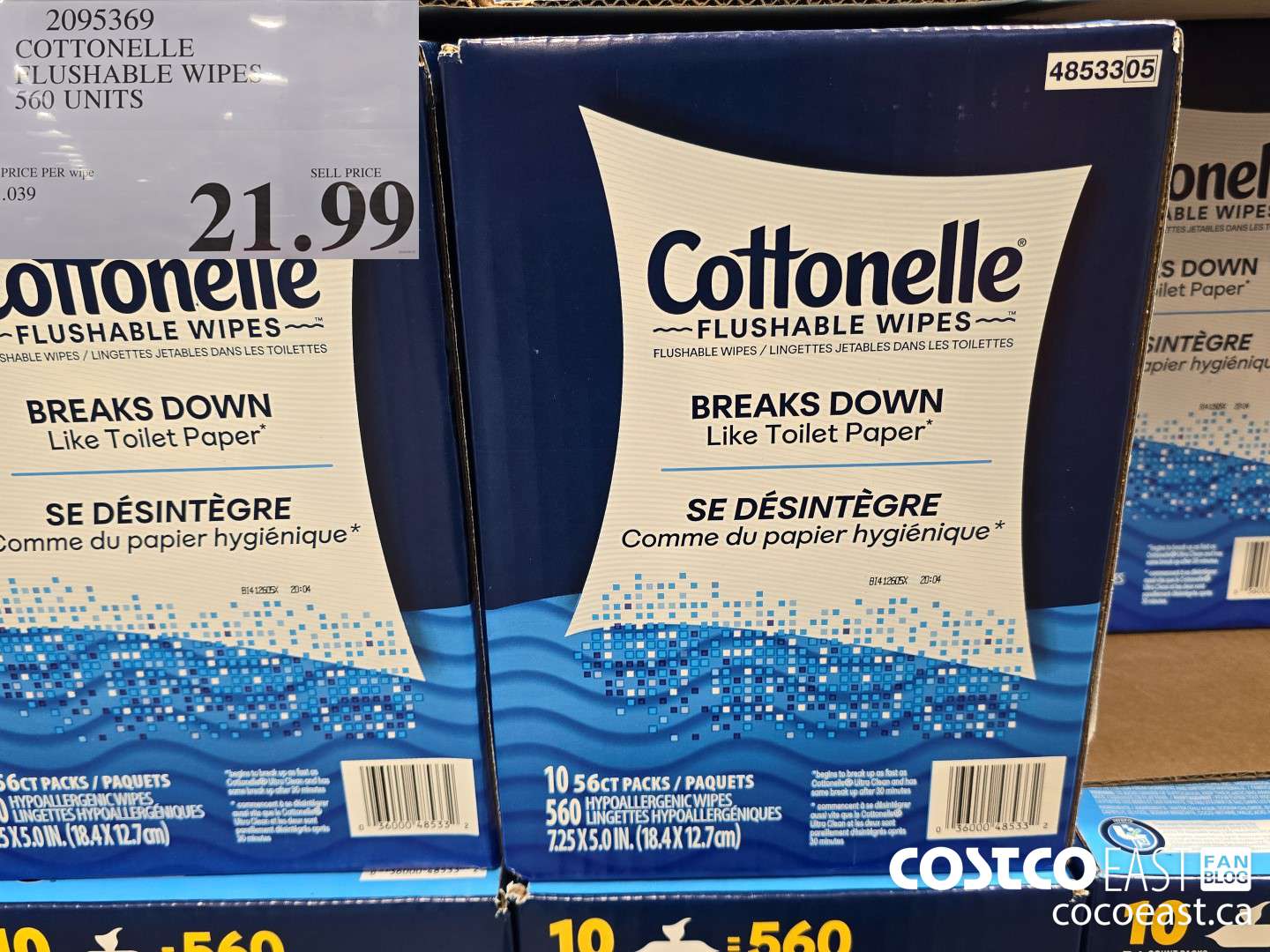 2095369 COTTONELLE FLUSHABLE WIPES 560 units $21.99