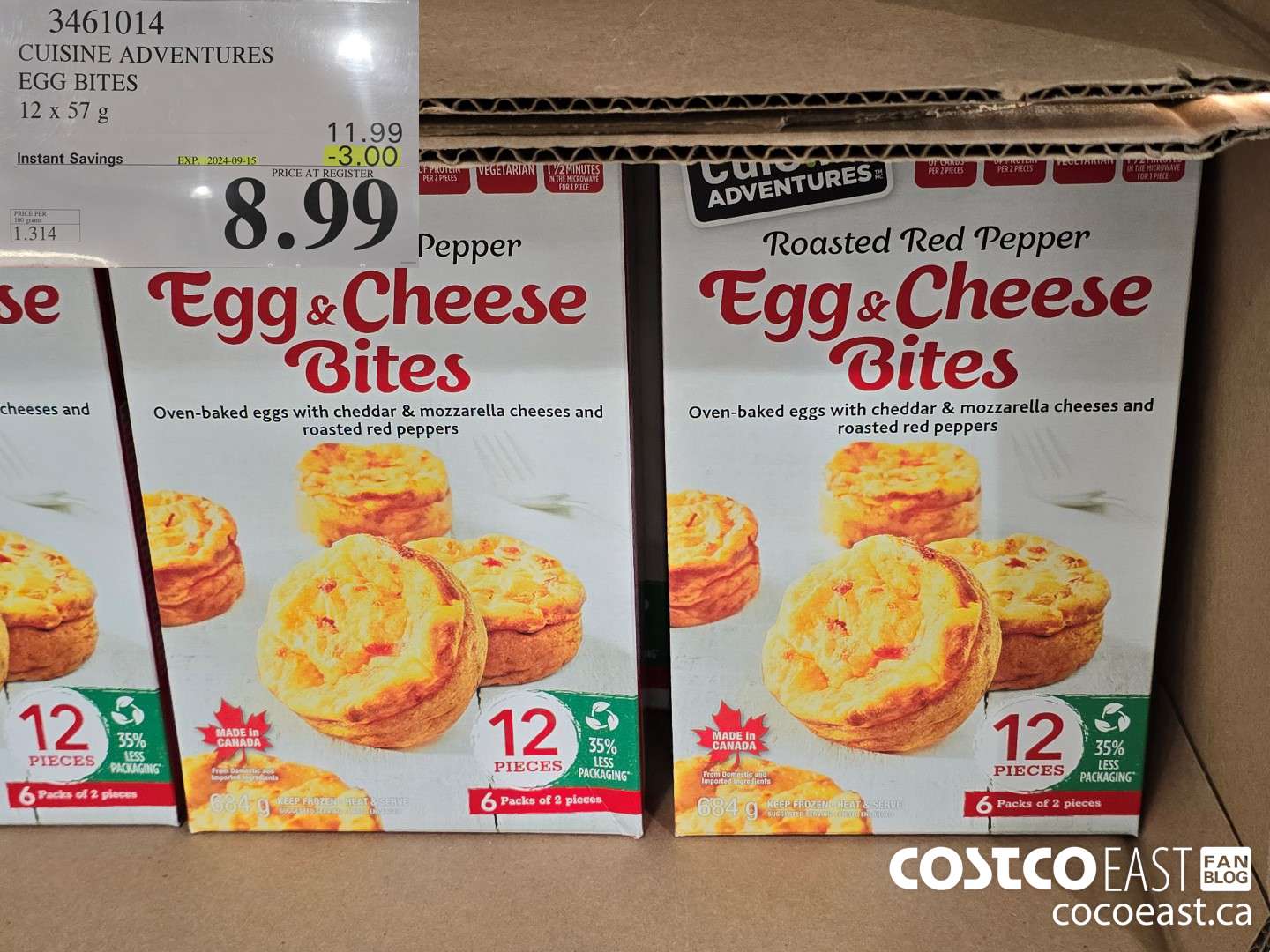 3461014 CUISINE ADVENTURES EGG BITES 12 X 57 G ($3.00 INSTANT SAVINGS EXPIRES ON 2024-09-15) $8.99