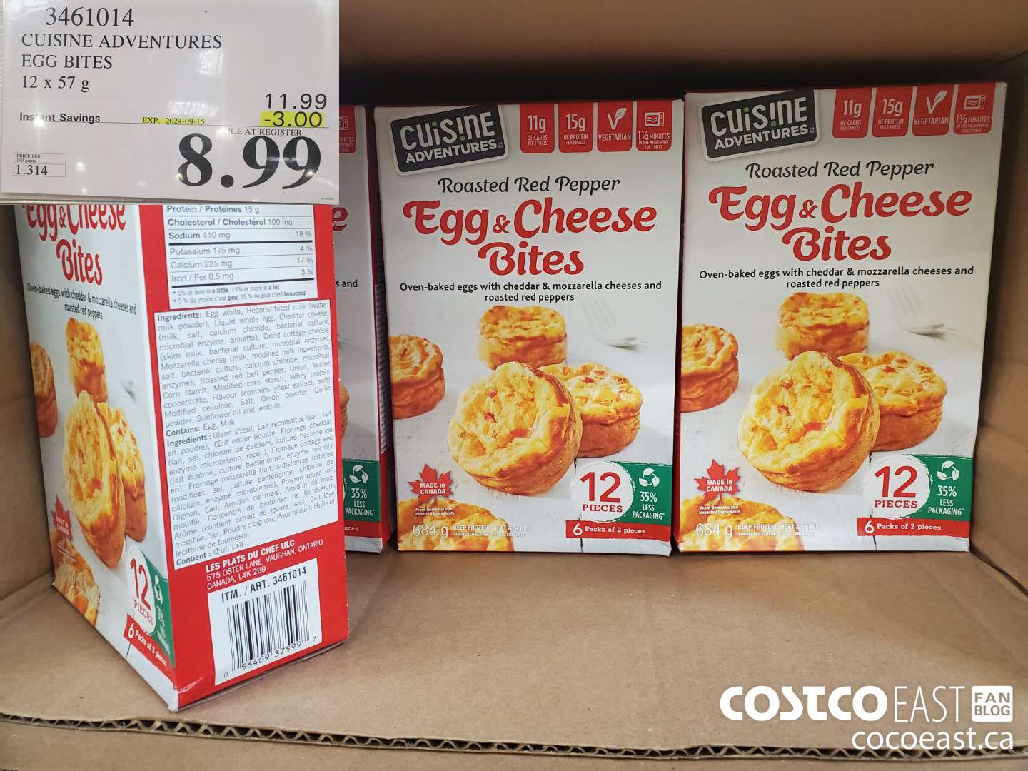 3461014 CUISINE ADVENTURES EGG BITES 12 X 57 G ($3.00 INSTANT SAVINGS EXPIRES ON 2024-09-15) $8.99