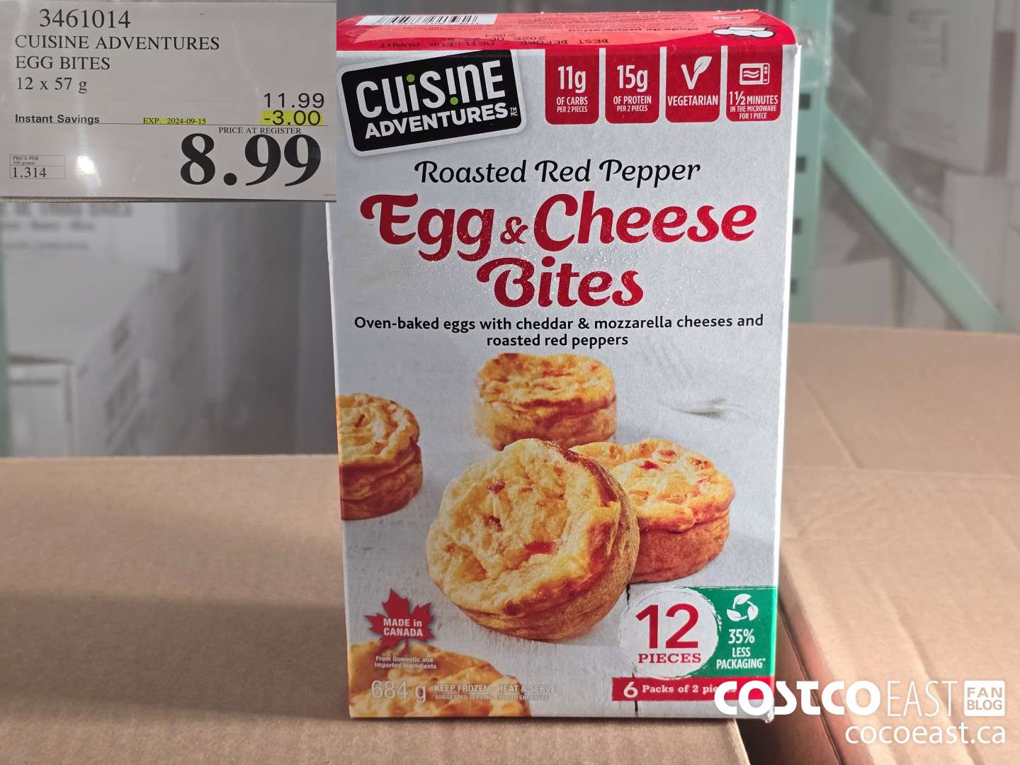 3461014 CUISINE ADVENTURES EGG BITES 12 X 57 G ($3.00 INSTANT SAVINGS EXPIRES ON 2024-09-15) $8.99