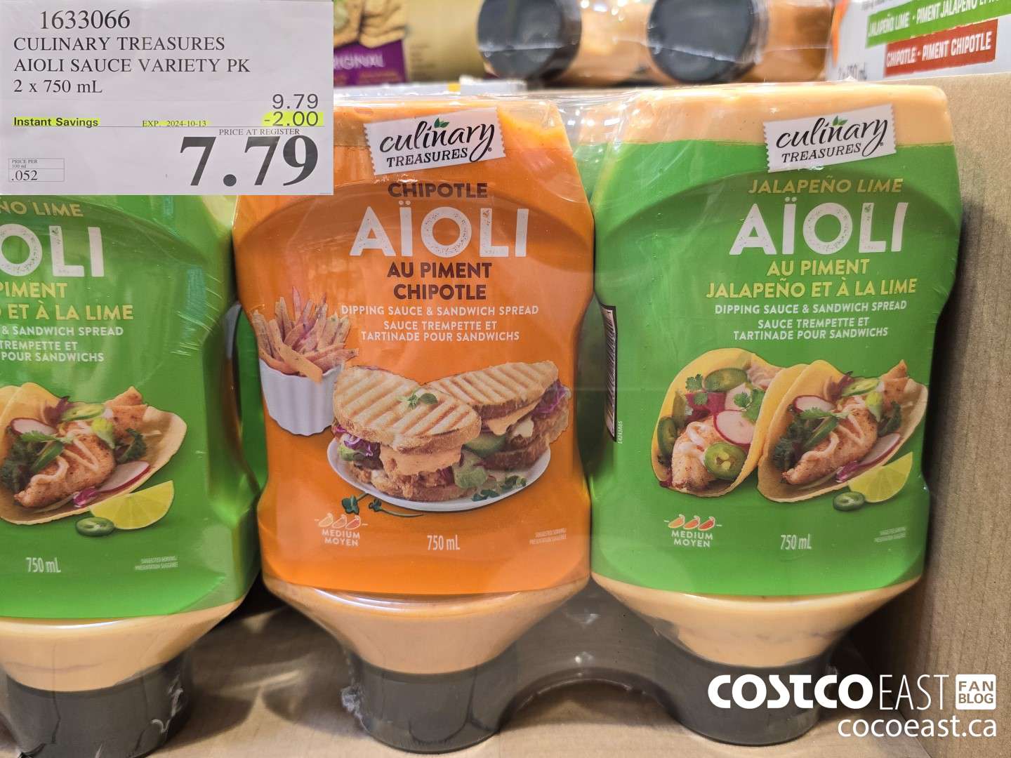 1633066 CULINARY TREASURES AIOLI SAUCE VARIETY PK 2 x 750 mL ($2.00 INSTANT SAVINGS EXPIRES ON 2024-10-13) $7.79