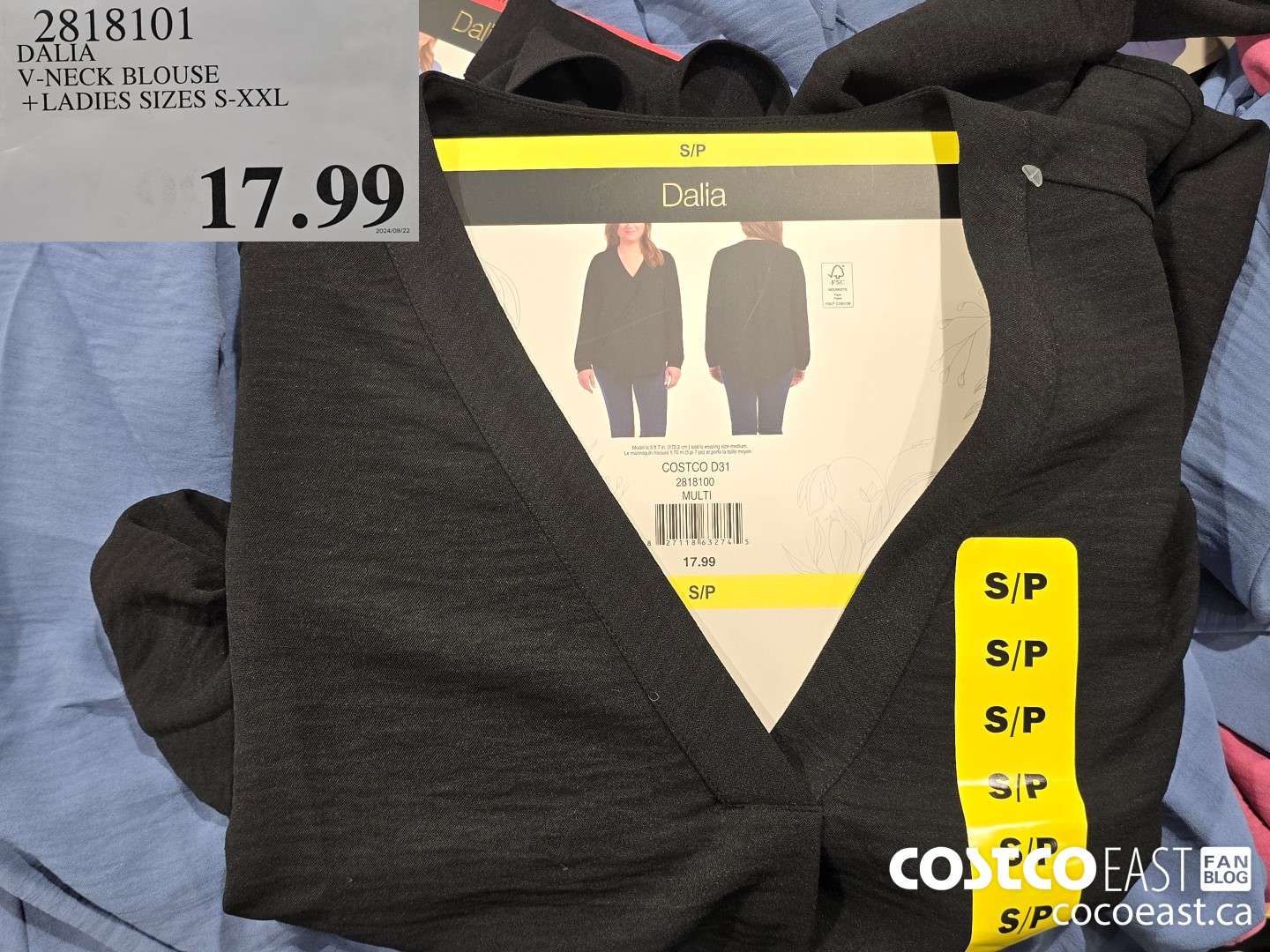 2818101 DALIA V-NECK BLOUSE +LADIES SIZES S-XXL $17.99