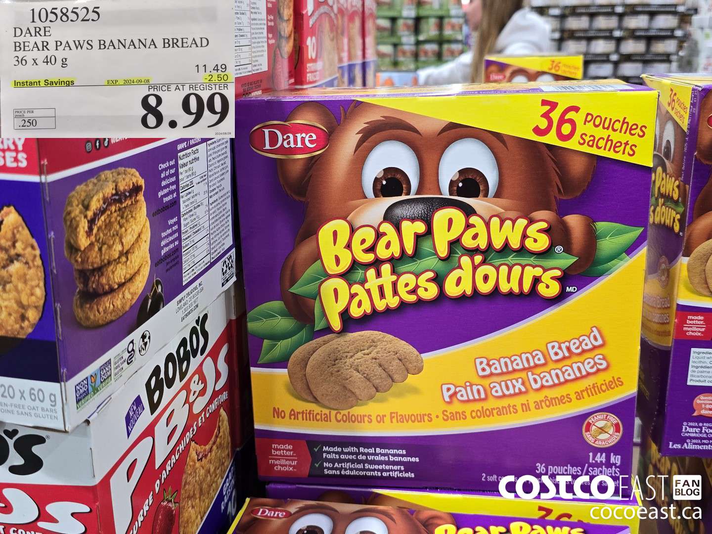 1058525 DARE BEAR PAWS BANANA BREAD 36 X 40 G ($2.50 INSTANT SAVINGS EXPIRES ON 2024-09-08) $8.99