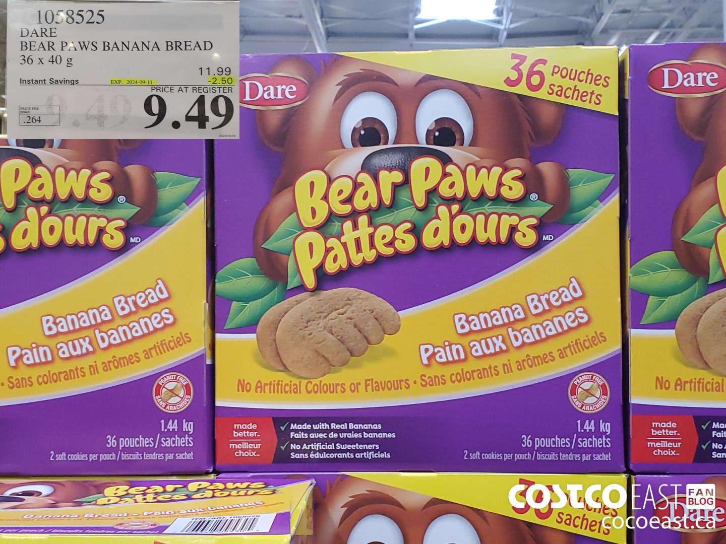 1058525 DARE BEAR PAWS BANANA BREAD 36 X 40 G ($2.50 INSTANT SAVINGS EXPIRES ON 2024-09-11) $8.99
