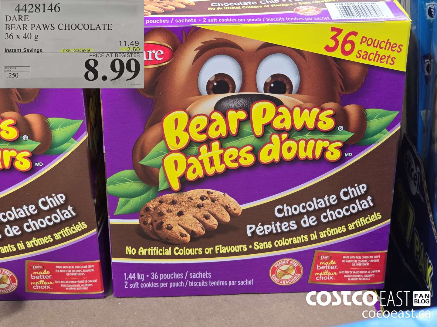 4428146 DARE BEAR PAWS CHOCOLATE 36 x 40 g ($2.50 INSTANT SAVINGS EXPIRES ON 2024-09-08) $8.99