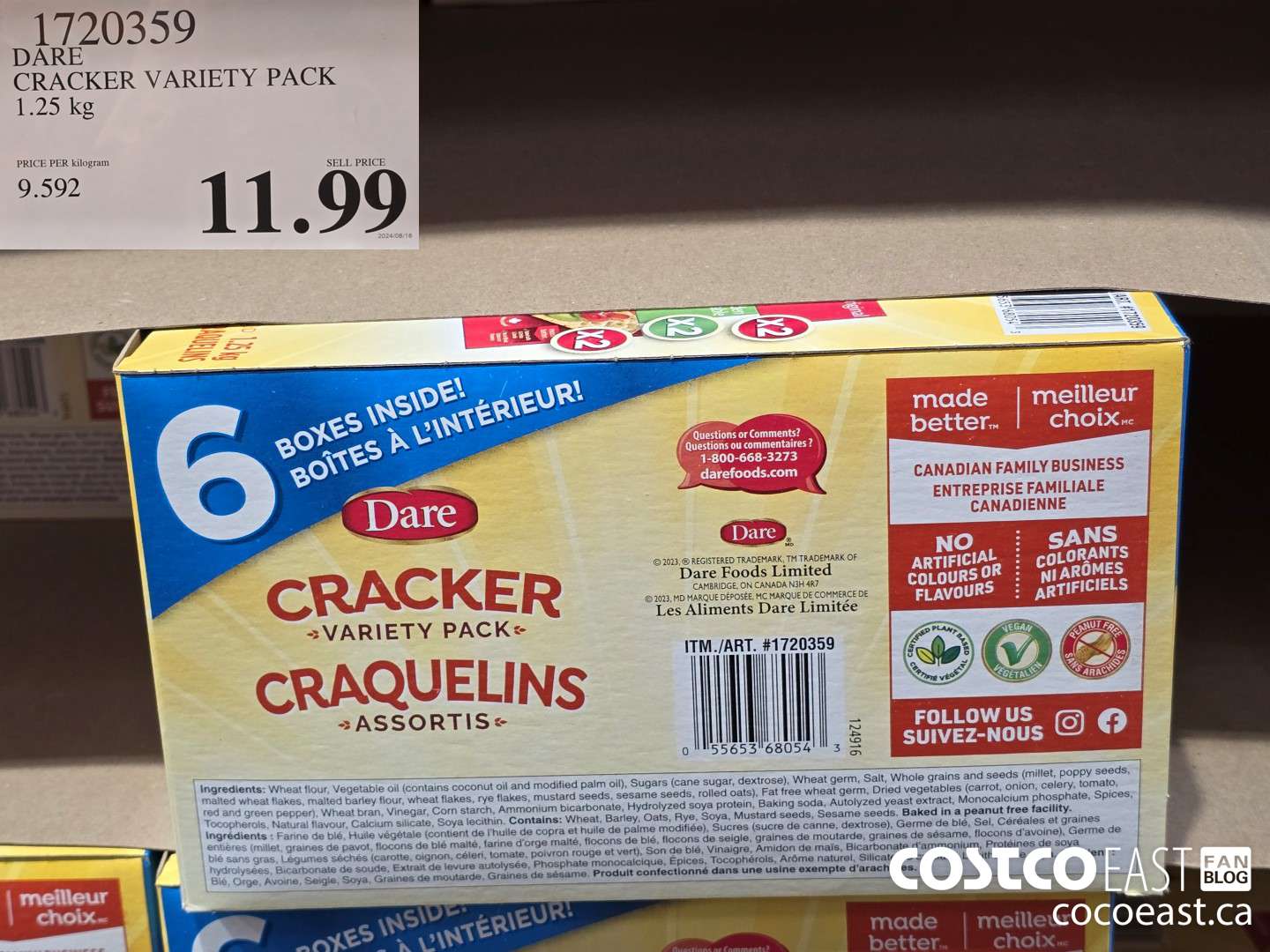 1720359 DARE CRACKER VARIETY PACK 1.25 kg $11.99