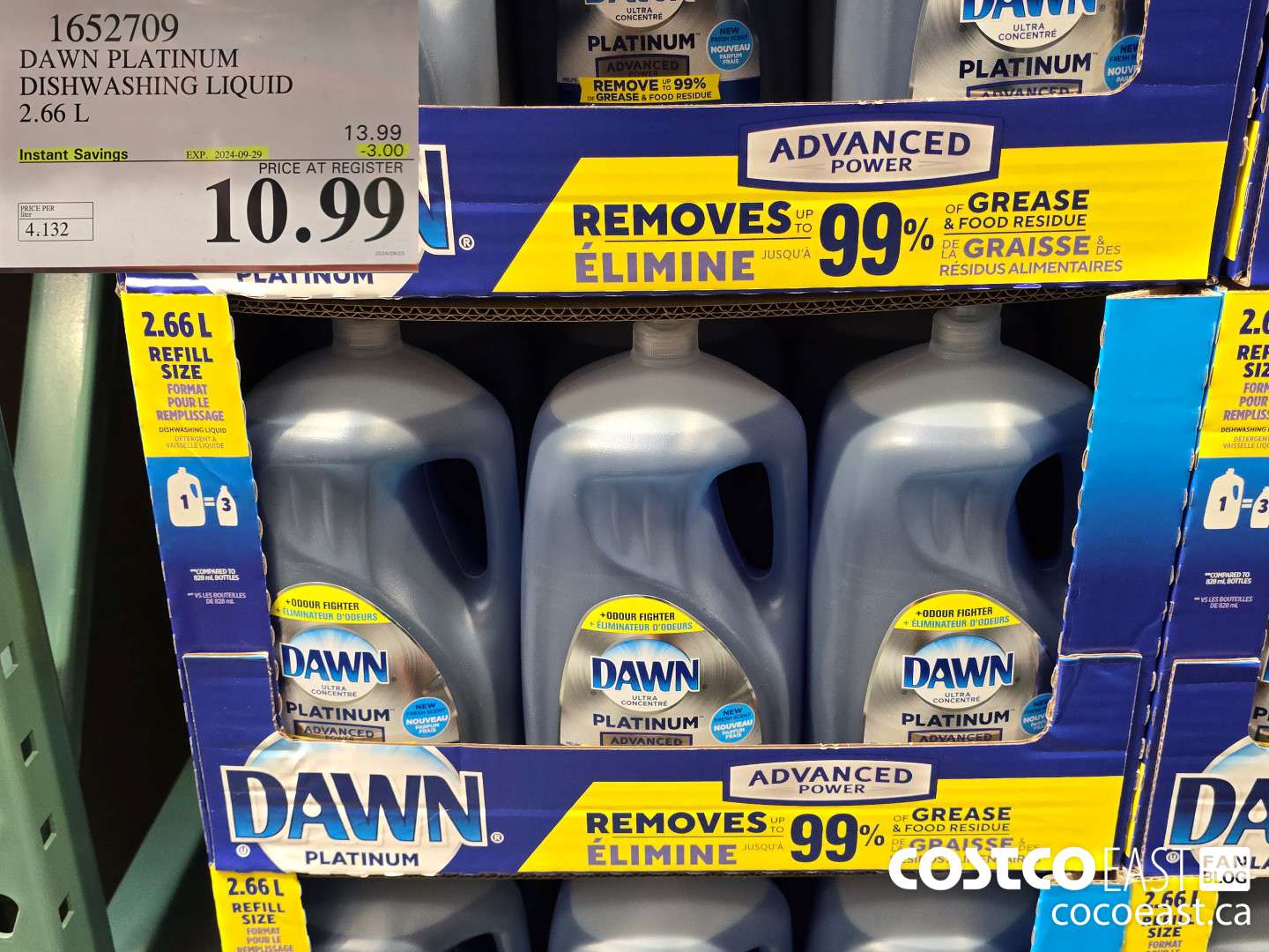 1652709 DAWN PLATINUM DISHWASHER LIQUID 2.66L ($3.00 INSTANT SAVINGS EXPIRES ON 2024-09-29) $10.99