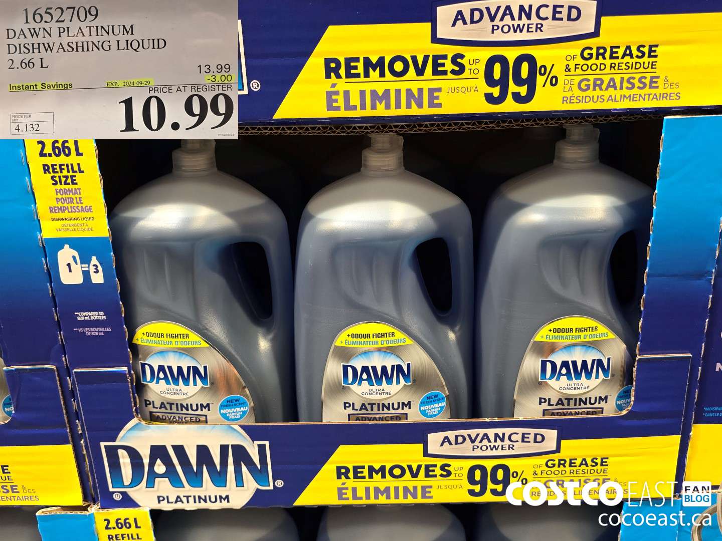1652709 DAWN PLATINUM DISHWASHER LIQUID 2.66L ($3.00 INSTANT SAVINGS EXPIRES ON 2024-09-29) $10.99