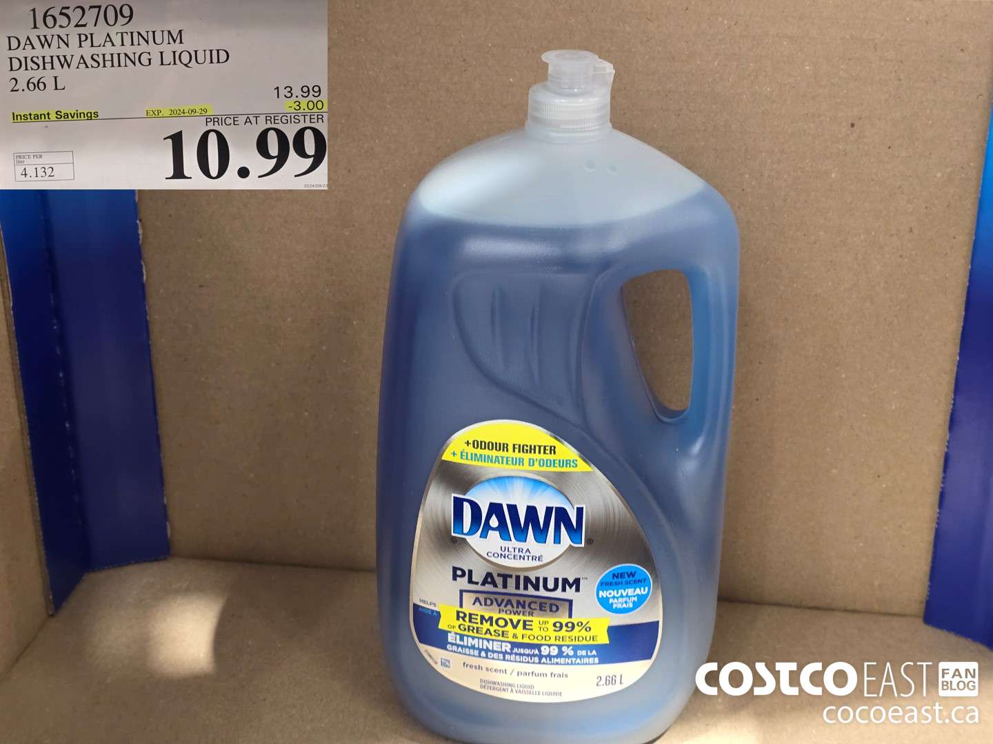 1652709 DAWN PLATINUM DISHWASHER LIQUID 2.66L ($3.00 INSTANT SAVINGS EXPIRES ON 2024-09-29) $10.99