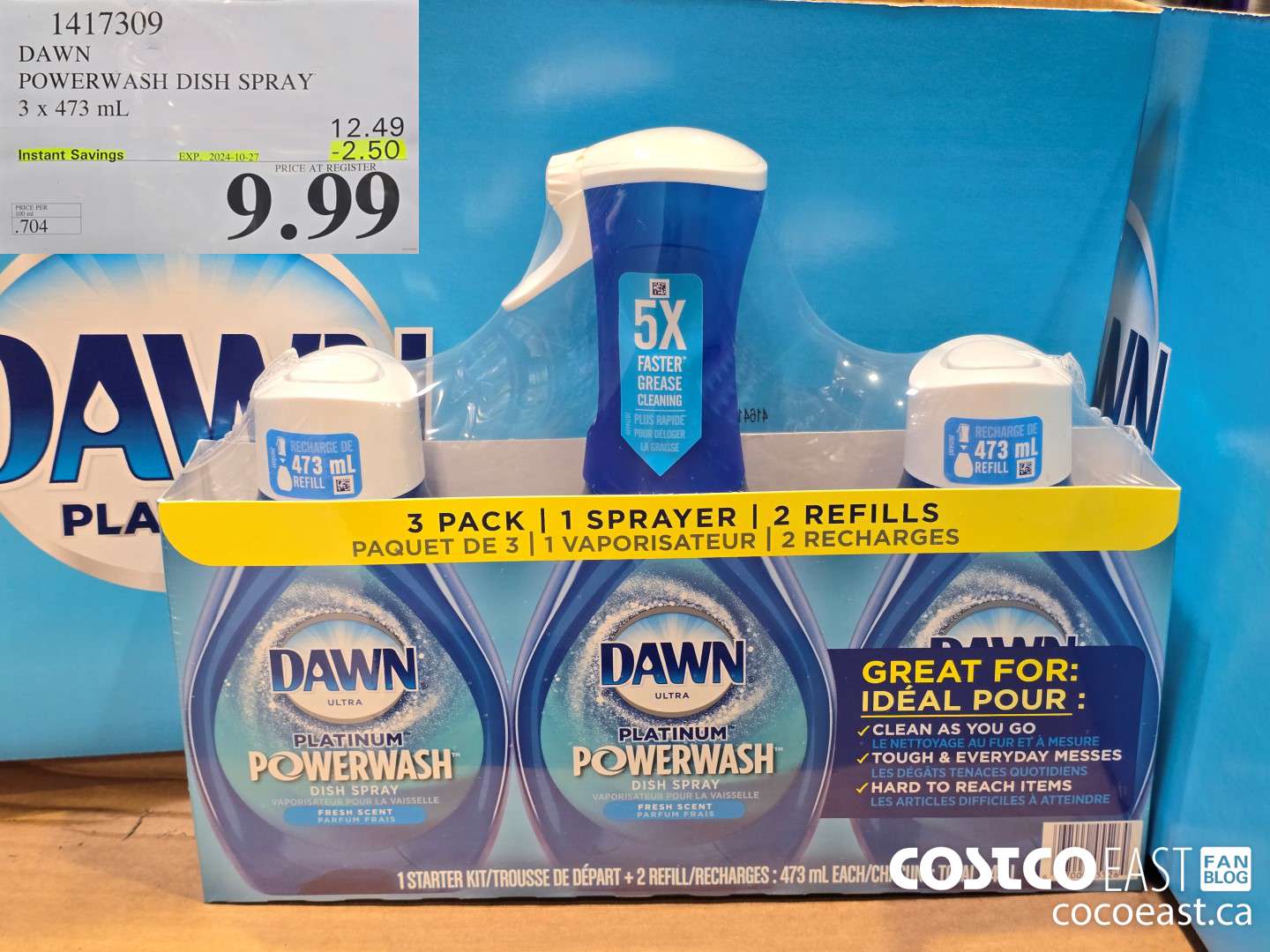 1417309 DAWN POWERWASH DISH SPRAY 3 X 473 mL ($2.50 INSTANT SAVINGS EXPIRES ON 2024-10-27) $9.99