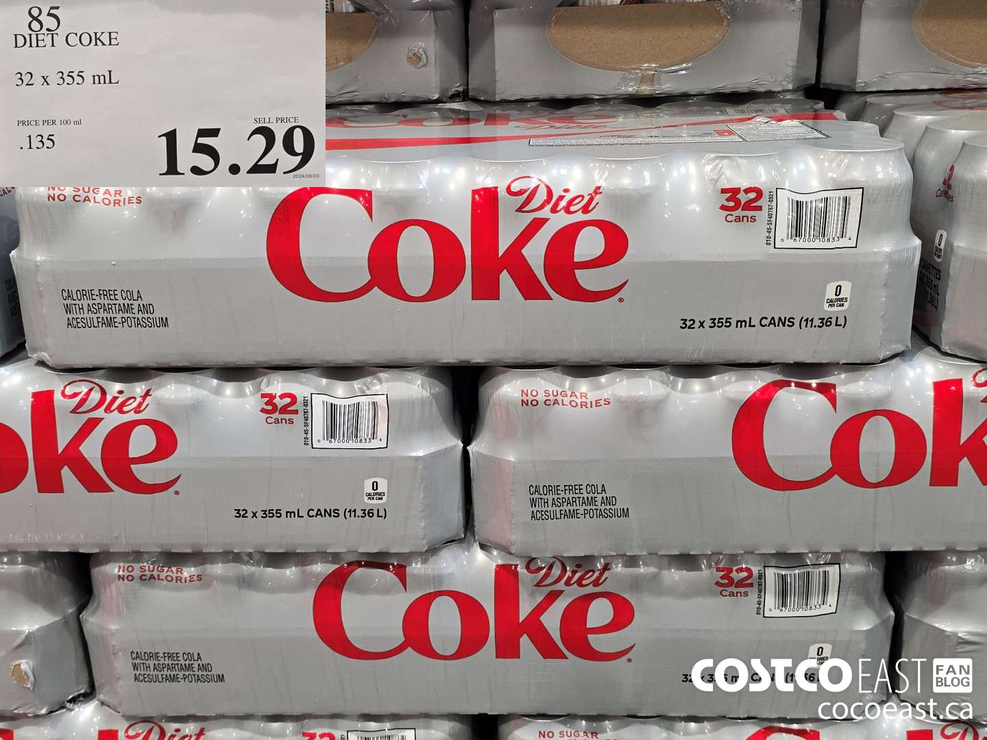 85 DIET COKE 32 X 355 ML $15.29