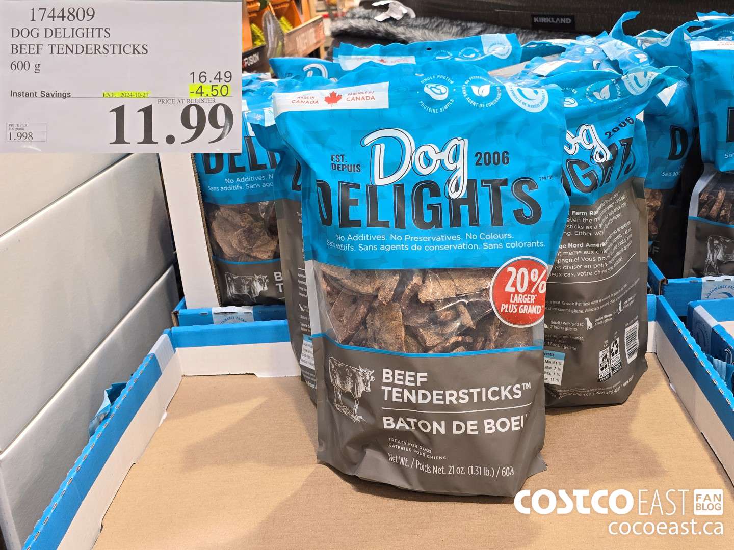 1744809 DOG DELIGHTS BEEF TENDERSTICKS 600 G ($4.50 INSTANT SAVINGS EXPIRES ON 2024-10-27) $11.99