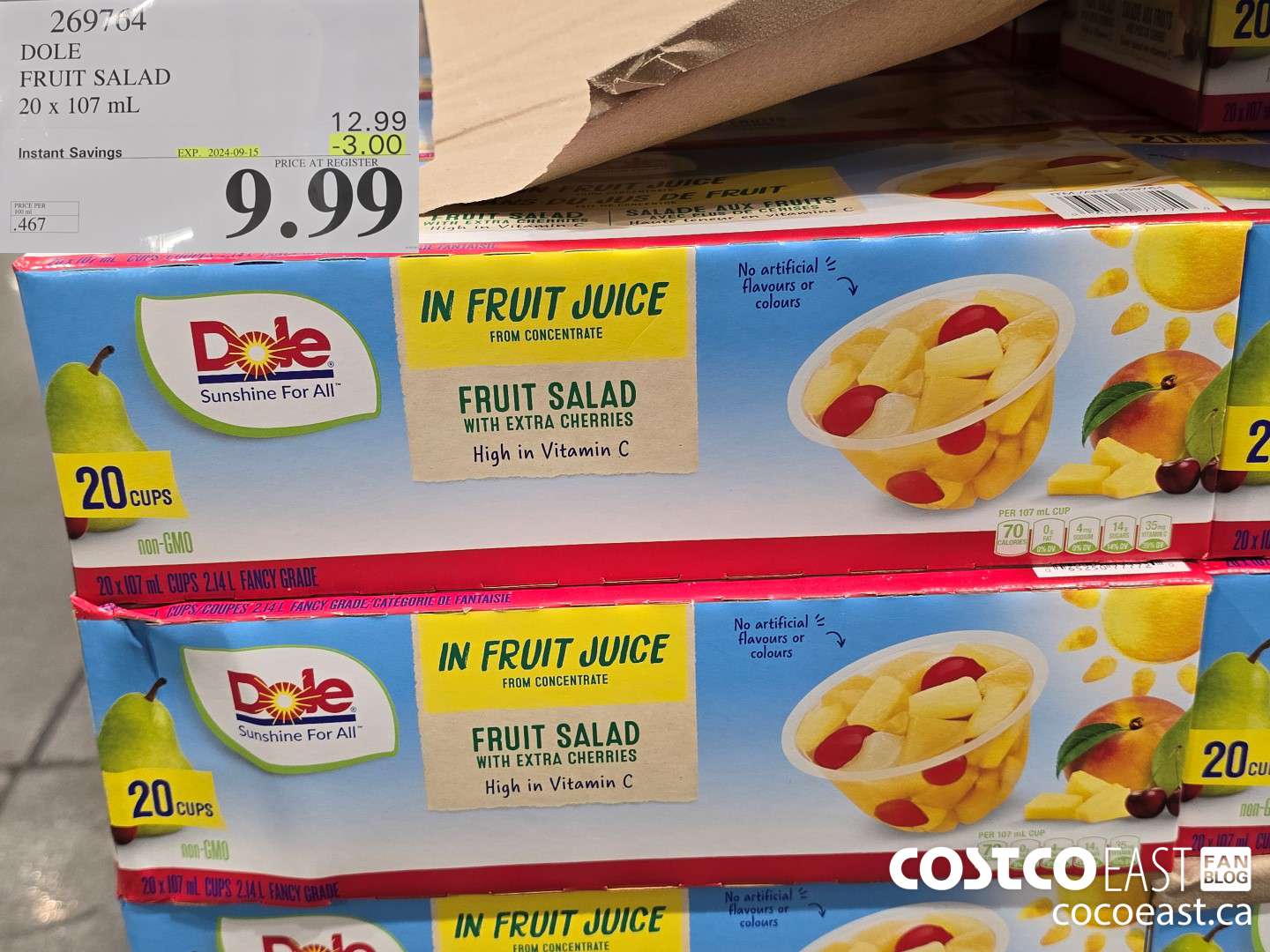 269764 DOLE FRUIT SALAD 20 X 107 ML ($3.00 INSTANT SAVINGS EXPIRES ON 2024-09-15) $9.99