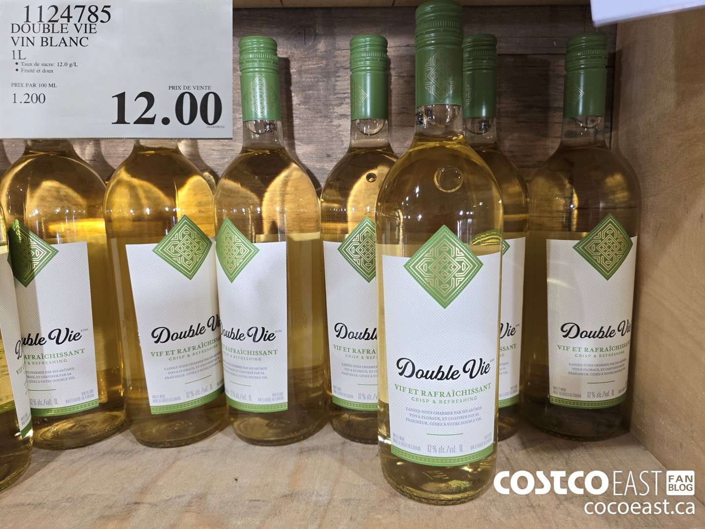 1124785 DOUBLE VIE VIN BLANC 1L $12.00