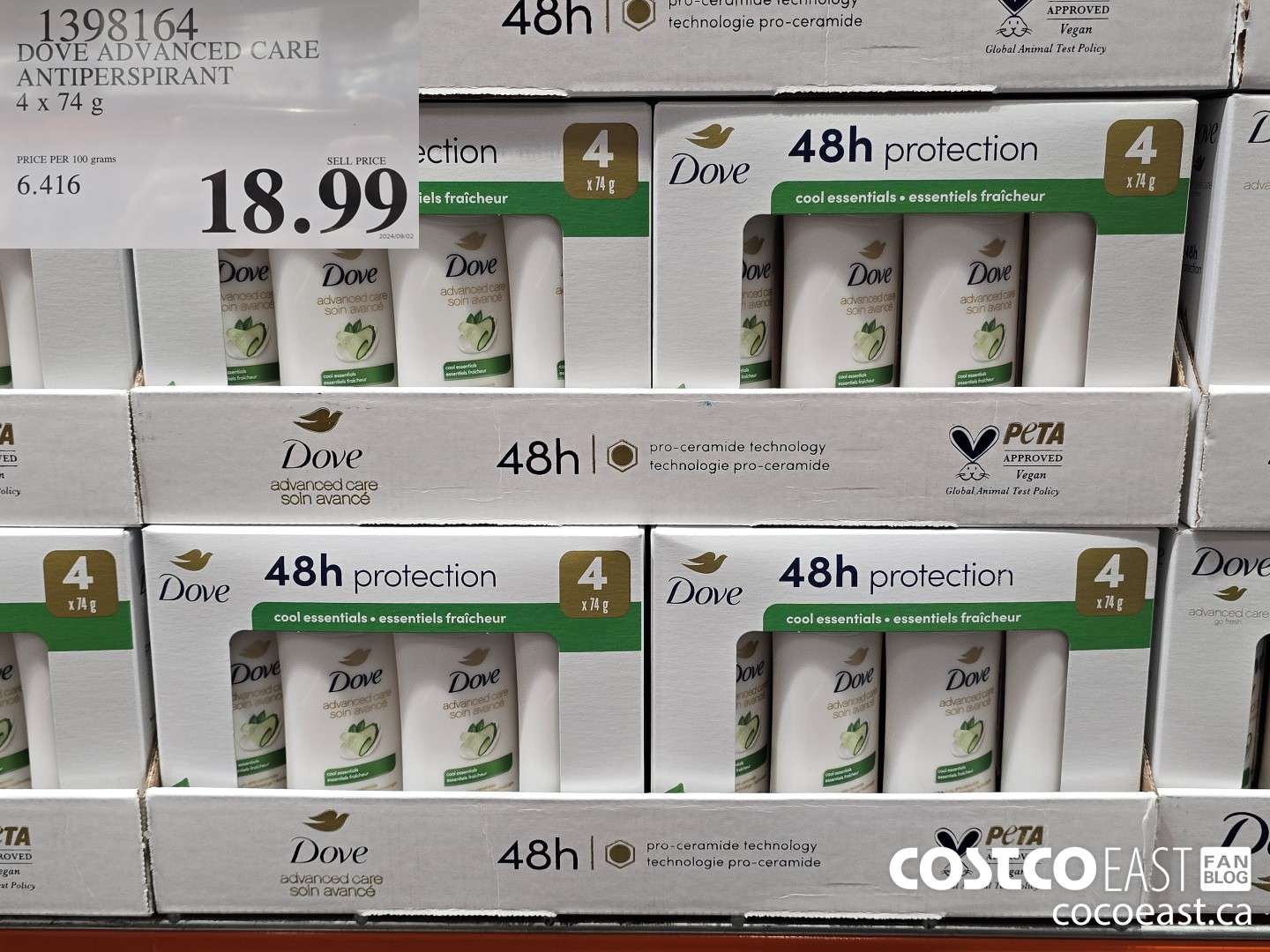 1398164 DOVE ADVANCED CARE ANTIPERSPIRANT 4 x 74G $18.99