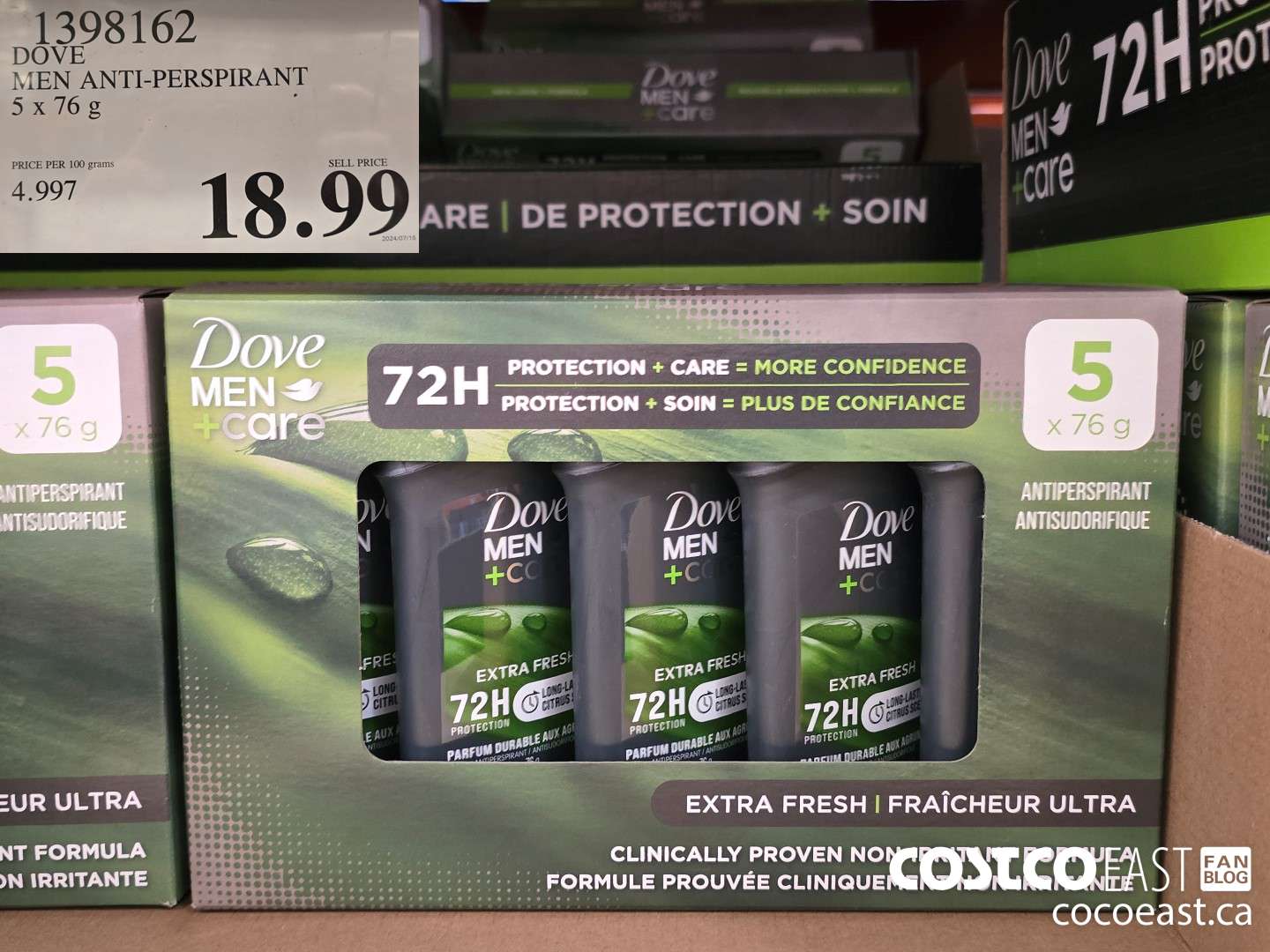 1398162 DOVE MEN ANTI-PERSPIRANT 5 x 76 g $18.99