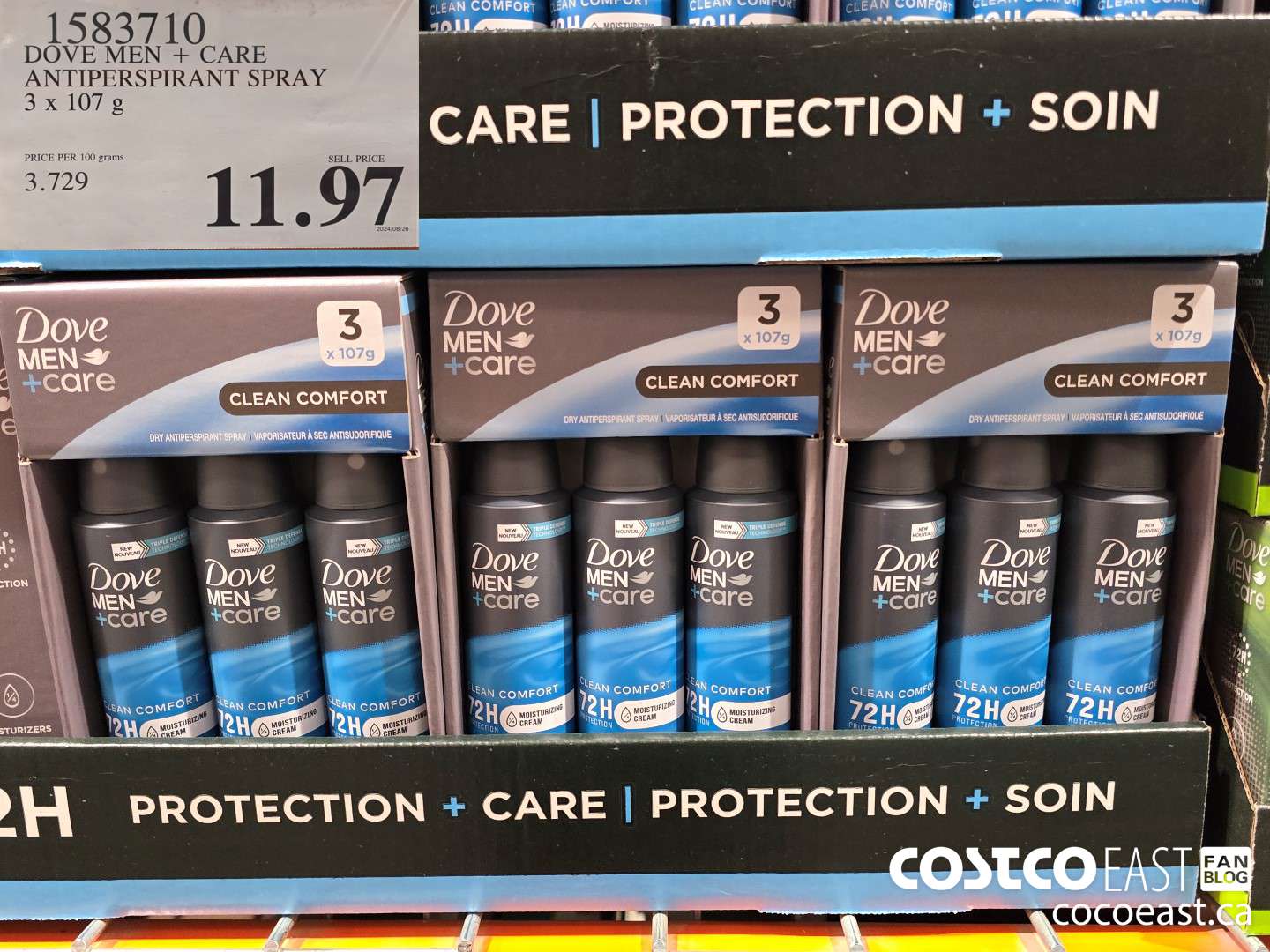 1583710 DOVE MEN + CARE ANTIPERSPIRANT SPRAY 3 X 107 G $11.97