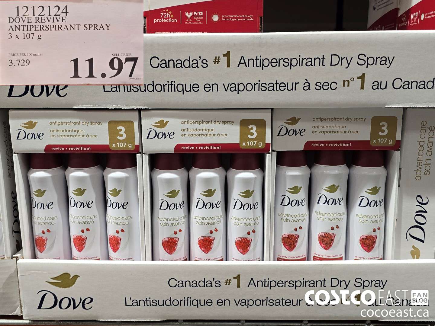 1212124 DOVE REVIVE ANTIPERSPIRANT SPRAY 3 X 107 G $11.97