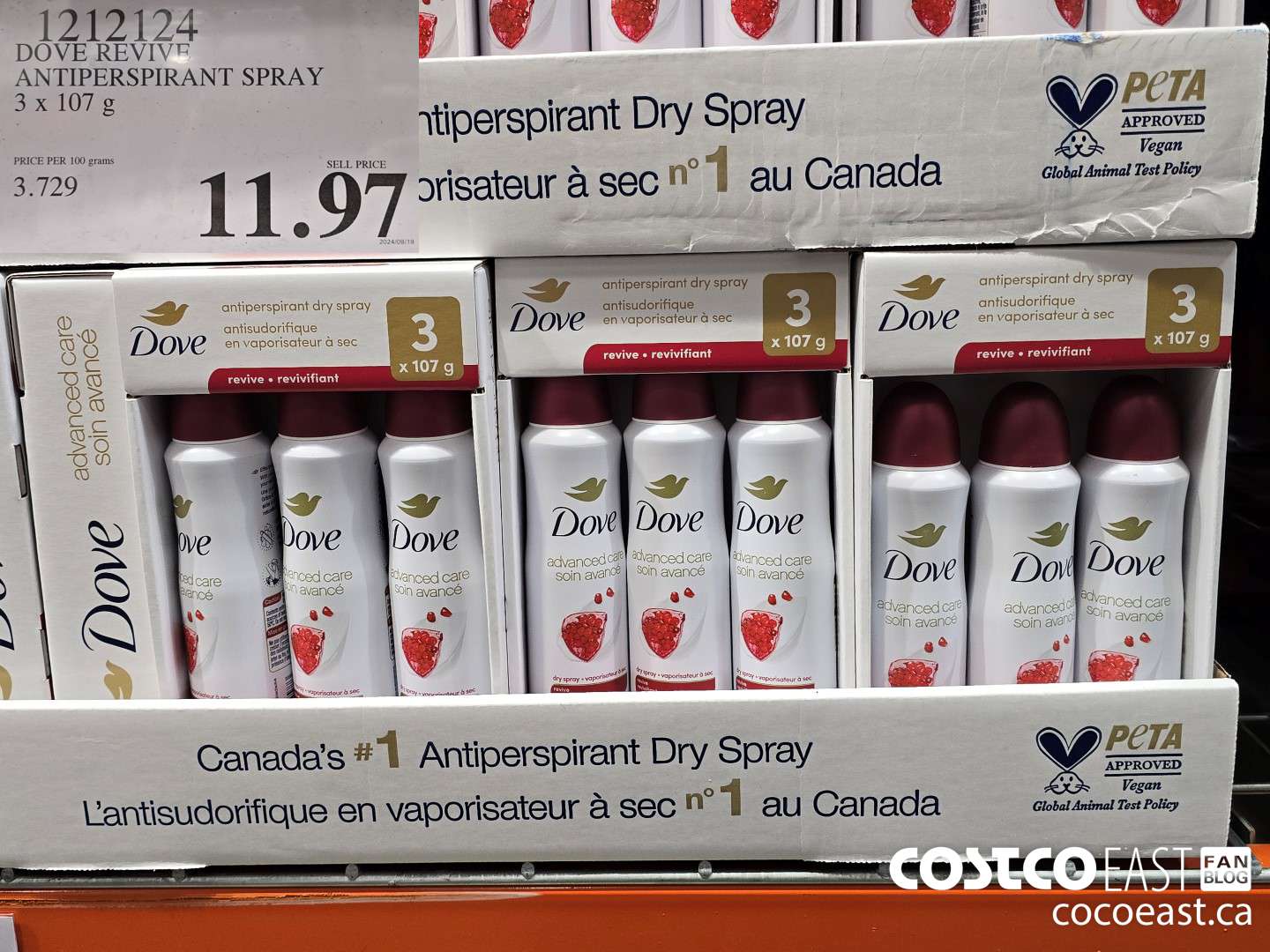 1212124 DOVE REVIVE ANTIPERSPIRANT SPRAY 3x107g $11.97