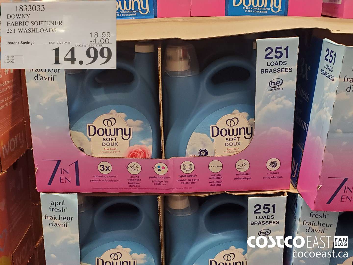 1833033 DOWNY FABRIC SOFTENER 251 WASHLOADS ($4.00 INSTANT SAVINGS EXPIRES ON 2024-09-15) $14.99