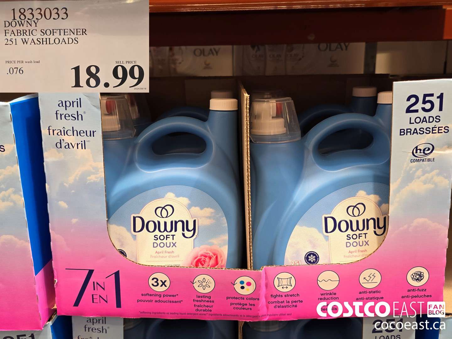 1833033 DOWNY FABRIC SOFTENER 251 WASHLOADS $18.99