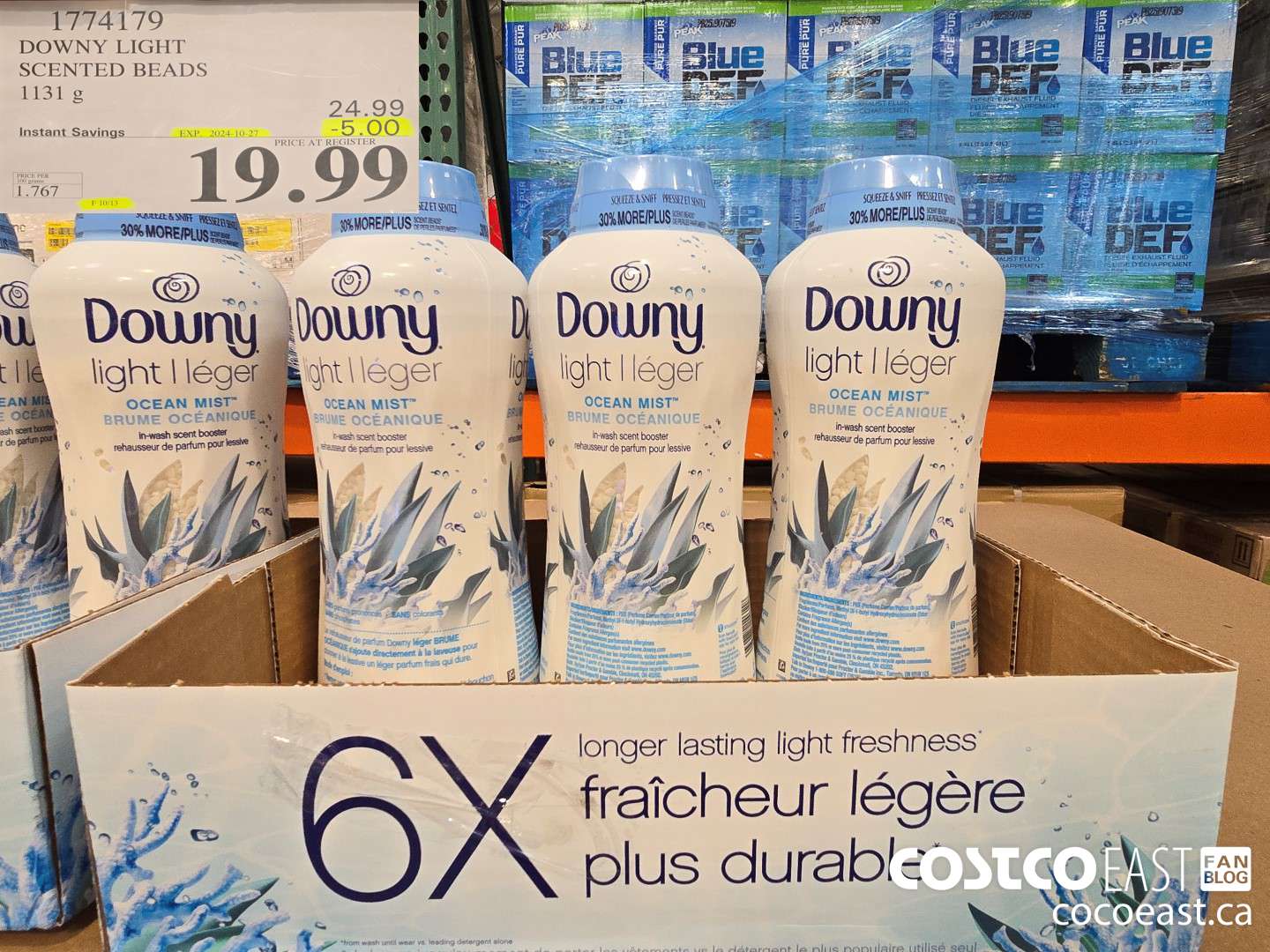 1774179 DOWNY LIGHT SCENTED BEADS 1131 G ($5.00 INSTANT SAVINGS EXPIRES ON 2024-10-27) $19.99