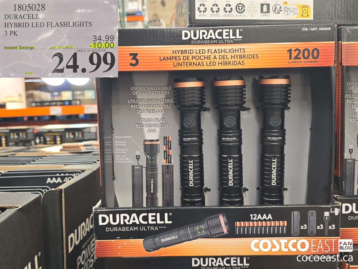 1805028 DURACELL HYBRID LED FLASHLIGHTS 3 PK ($10.00 INSTANT SAVINGS EXPIRES ON 2024-09-29) $24.99