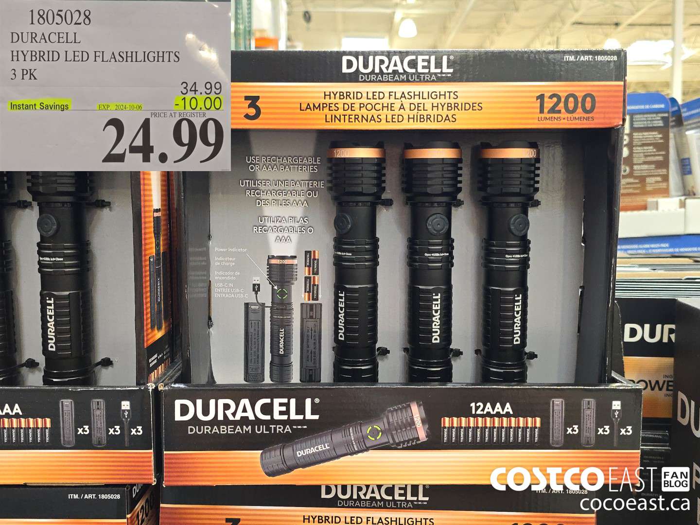1805028 DURACELL HYBRID LED FLASHLIGHTS 3 PK ($10.00 INSTANT SAVINGS EXPIRES ON 2024-10-06) $24.99