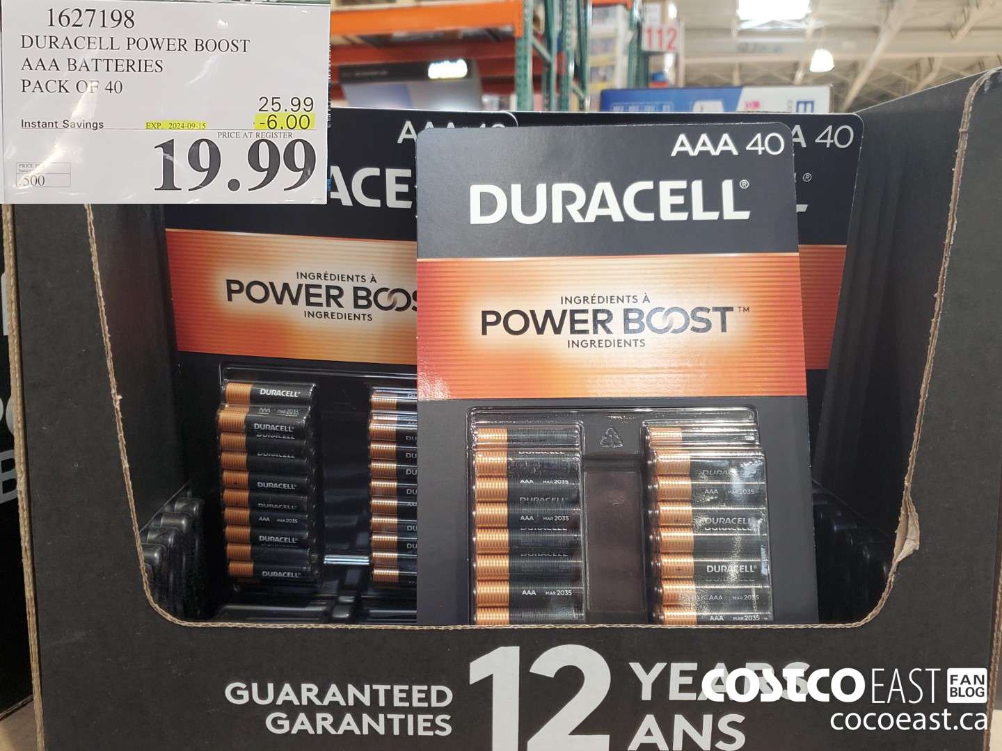 1627198 DURACELL POWER BOOST AAA BATTERIES PACK OF 40 ($6.00 INSTANT SAVINGS EXPIRES ON 2024-09-15) $19.99