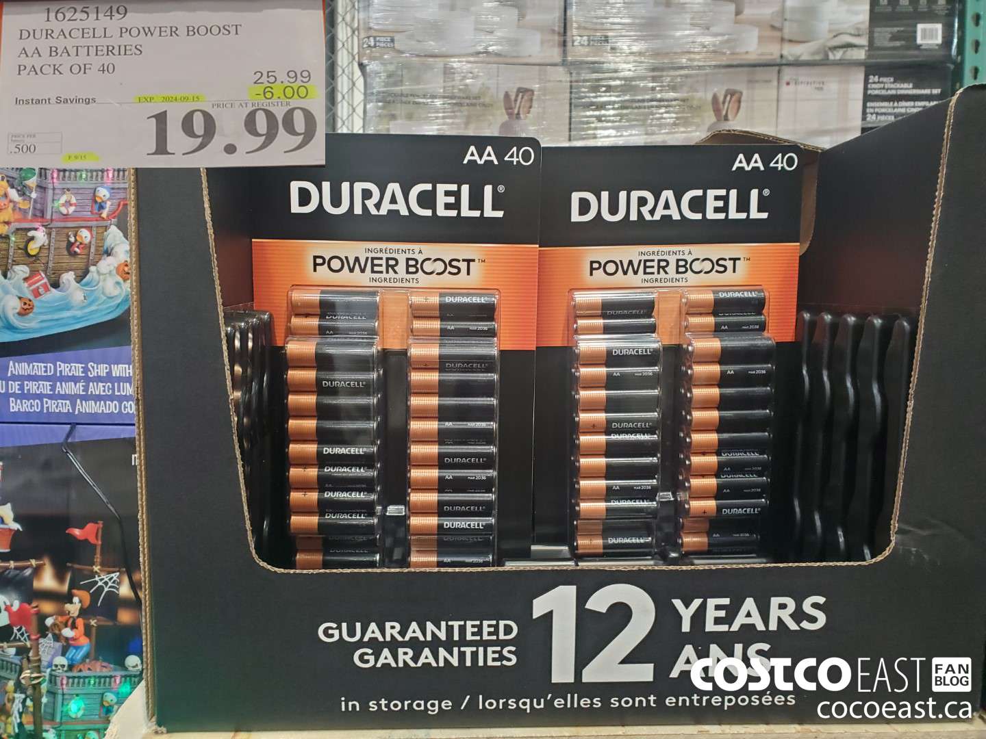 1625149 DURACELL POWER BOOST AA BATTERIES PACK OF 40  ($6.00 INSTANT SAVINGS EXPIRES ON 2024-09-15) $19.99