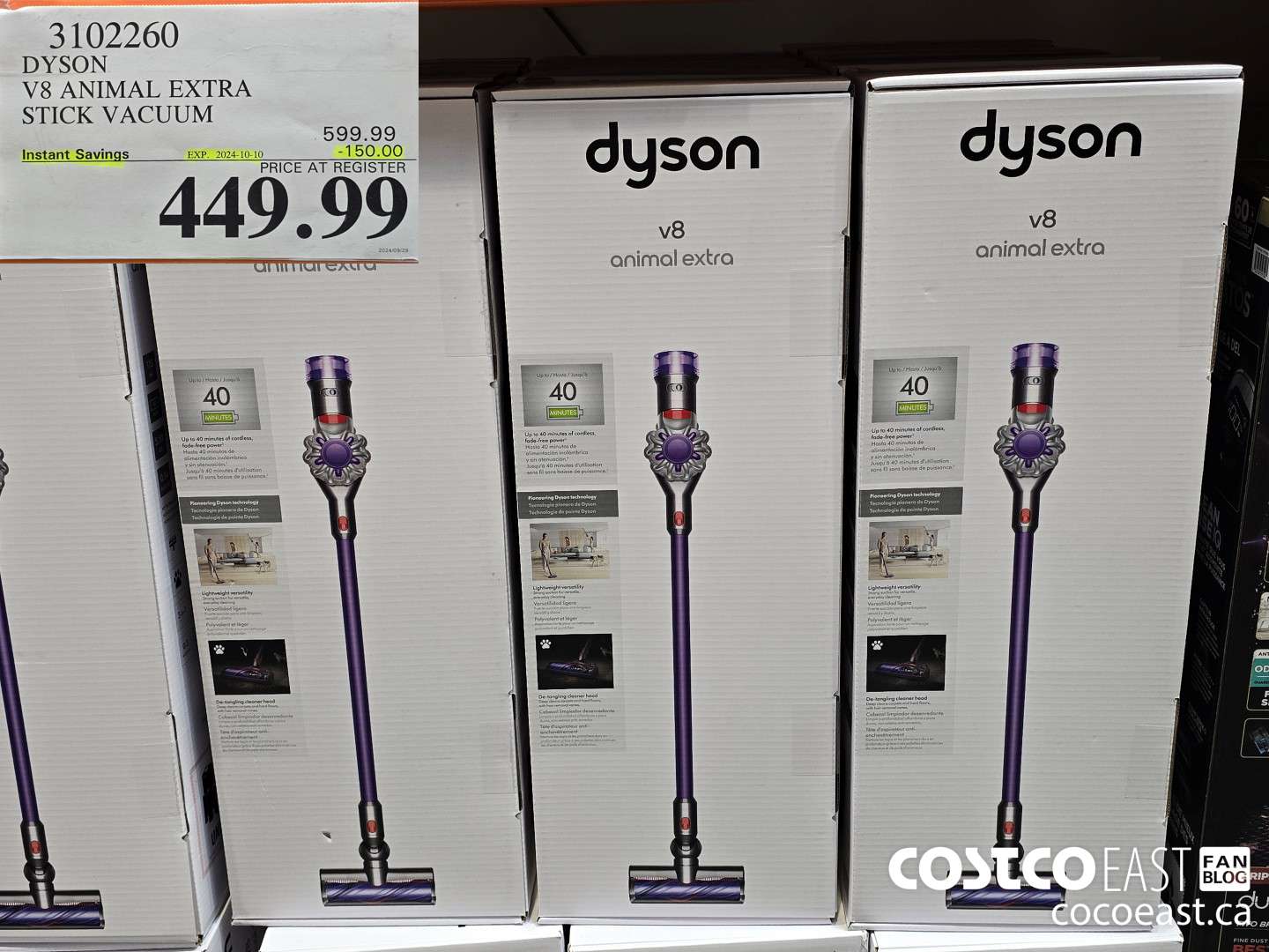 3102260 DYSON V8 ANIMAL EXTRA STICK VACUUM ($150.00 INSTANT SAVINGS EXPIRES ON 2024-10-10) $449.99