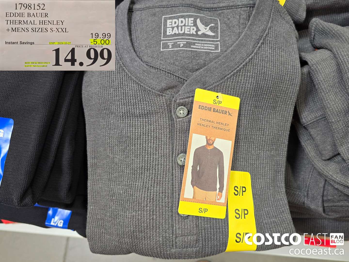 1798152 EDDIE BAUER THERMAL HENLEY +MENS SIZES S-XXL ($5.00 INSTANT SAVINGS EXPIRES ON 2024-10-27) $14.99