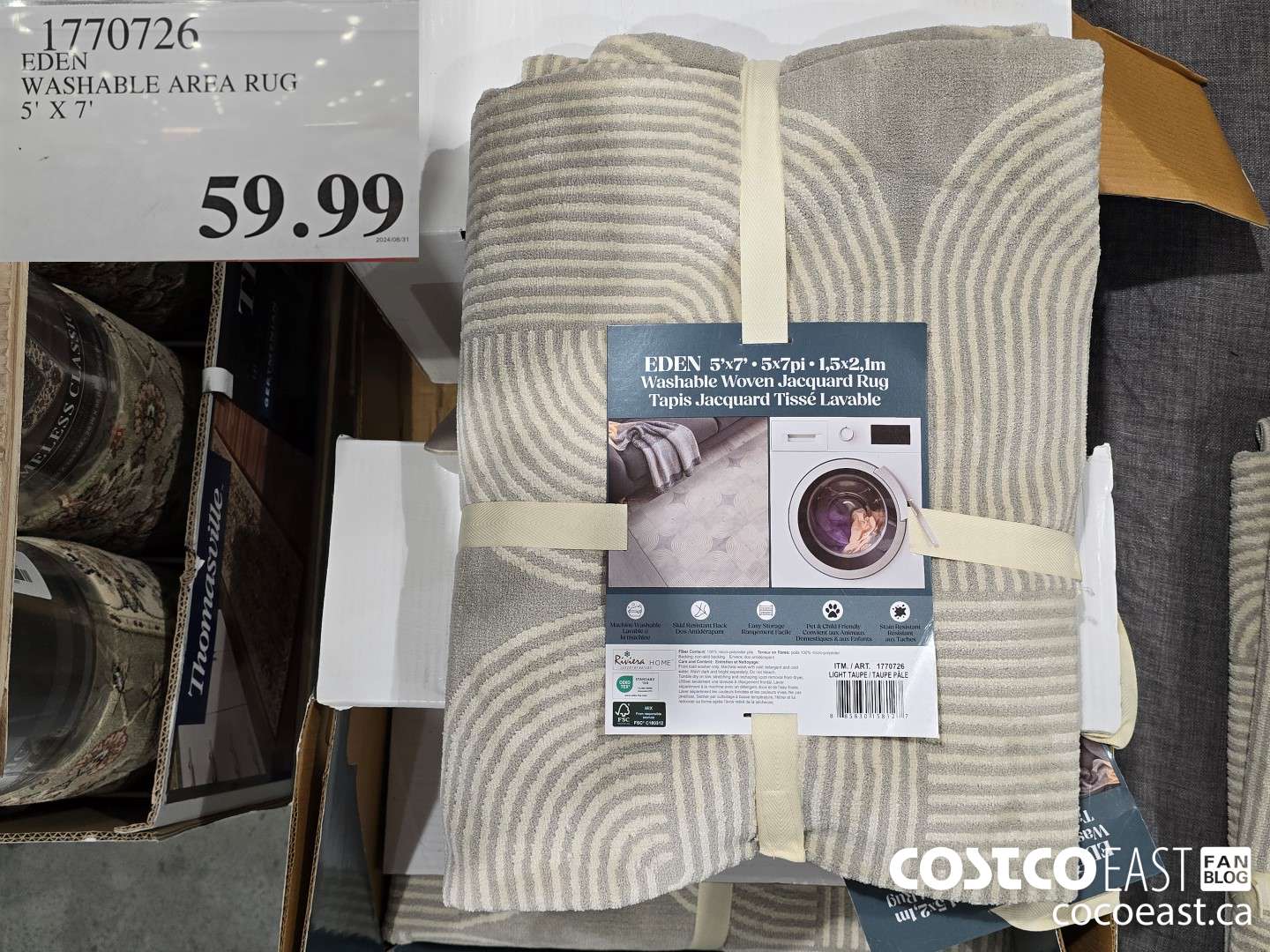 1770726 EDEN WASHABLE AREA RUG 5' X 7' $59.99