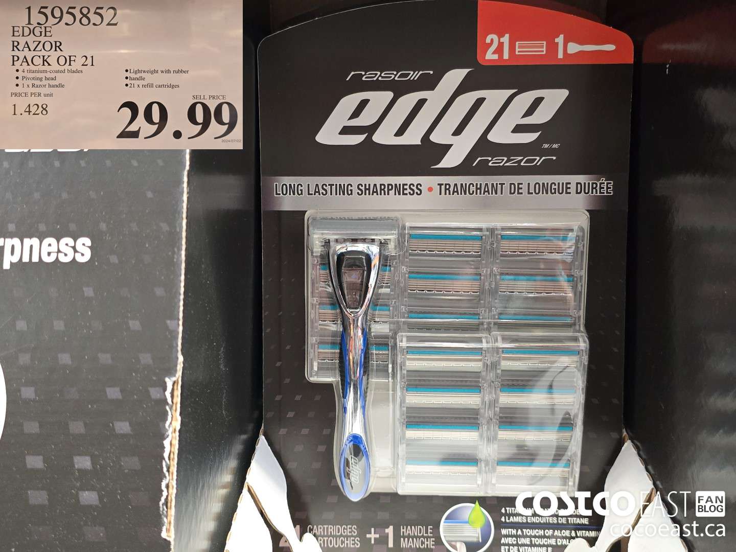 1595852 EDGE RAZOR PACK OF 21 $29.99