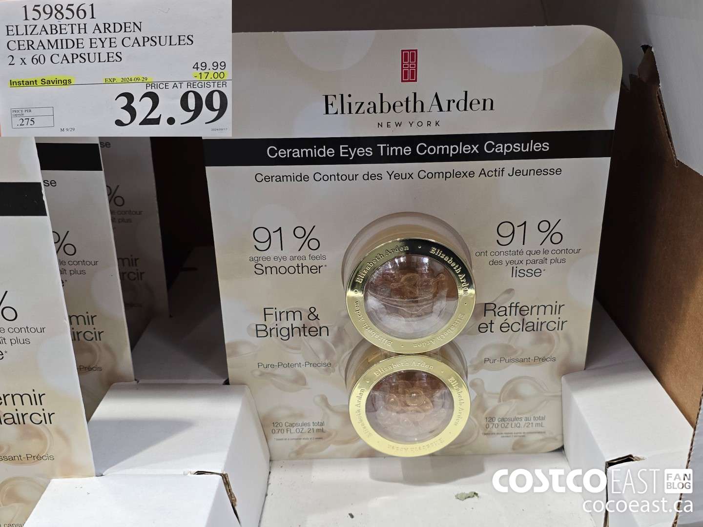 1598561 ELIZABETH ARDEN CERAMIDE EYE CAPSULES 2 x 60 CAPSULES ($17.00 INSTANT SAVINGS EXPIRES ON 2024-09-29) $32.99