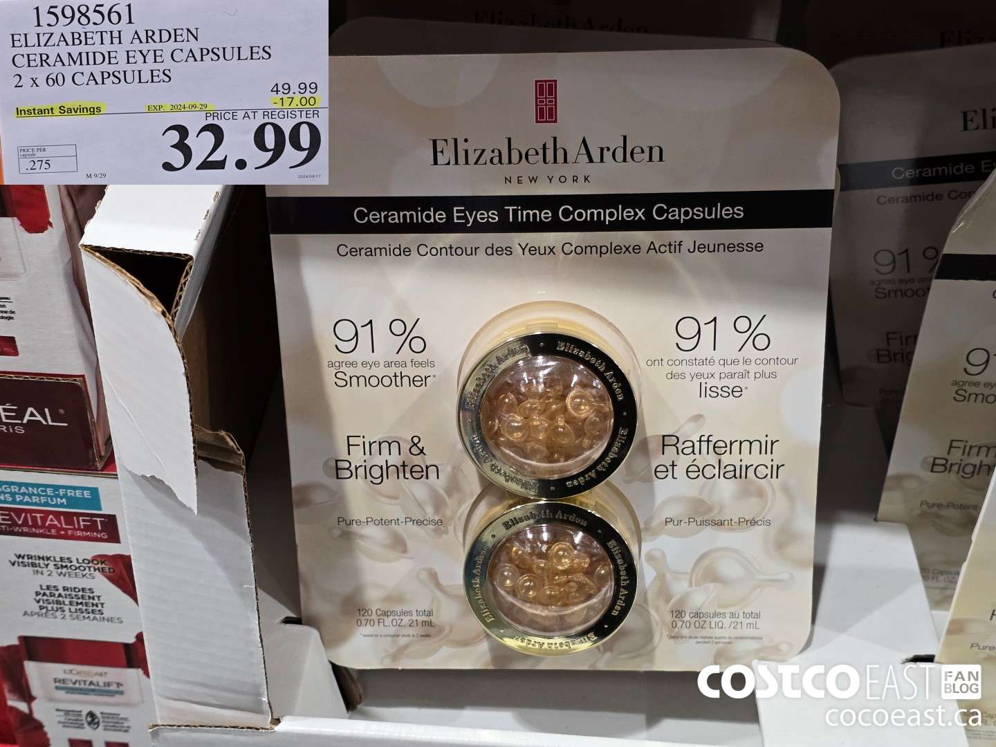 1598561 ELIZABETH ARDEN CERAMIDE EYE CAPSULES 2 x 60 CAPSULES ($17.00 INSTANT SAVINGS EXPIRES ON 2024-09-29) $32.99