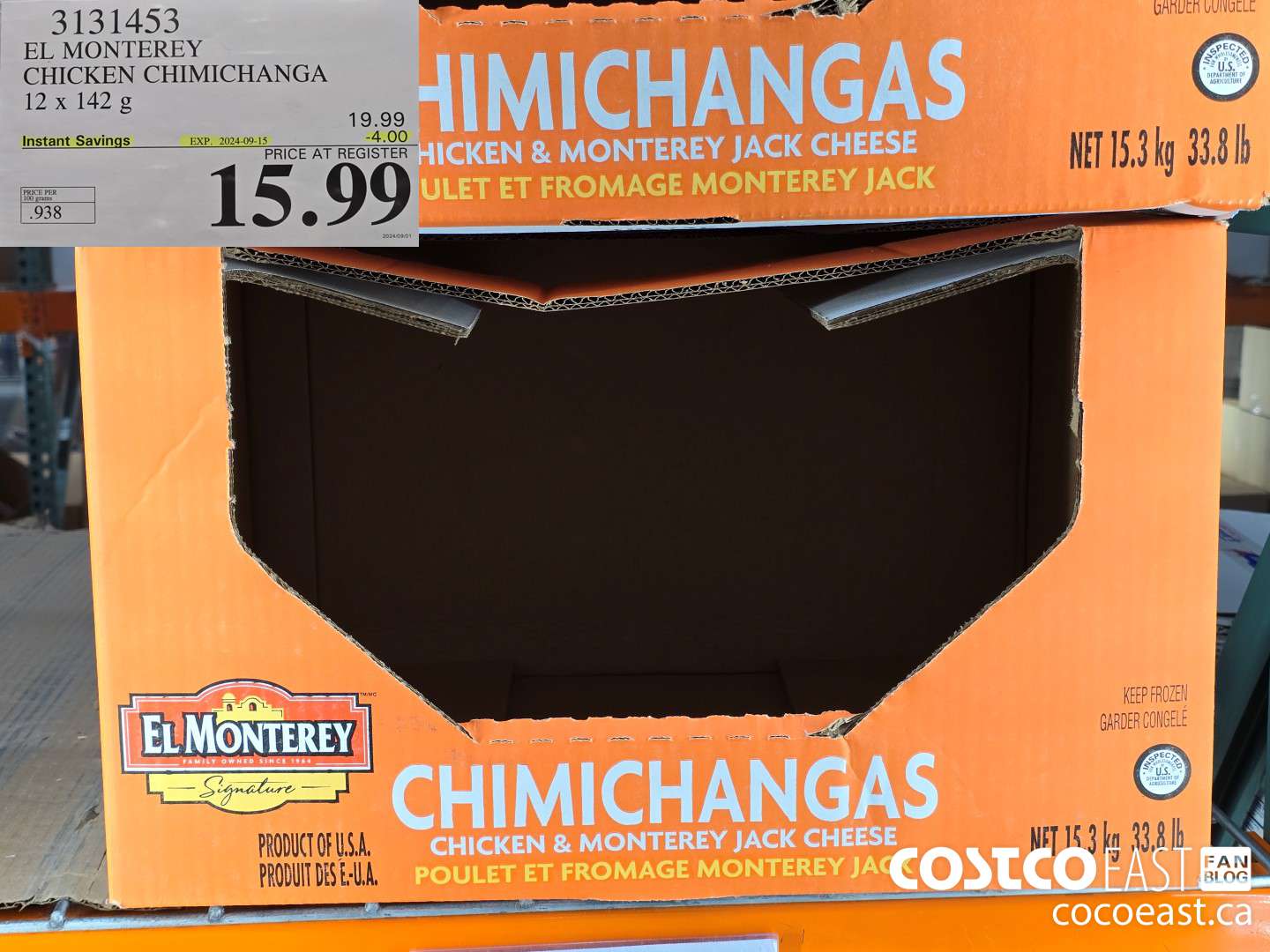 3131453 EL MONTEREY CHICKEN CHIMICHANGA 12 x 142 G ($4.00 INSTANT SAVINGS EXPIRES ON 2024-09-15) $15.99