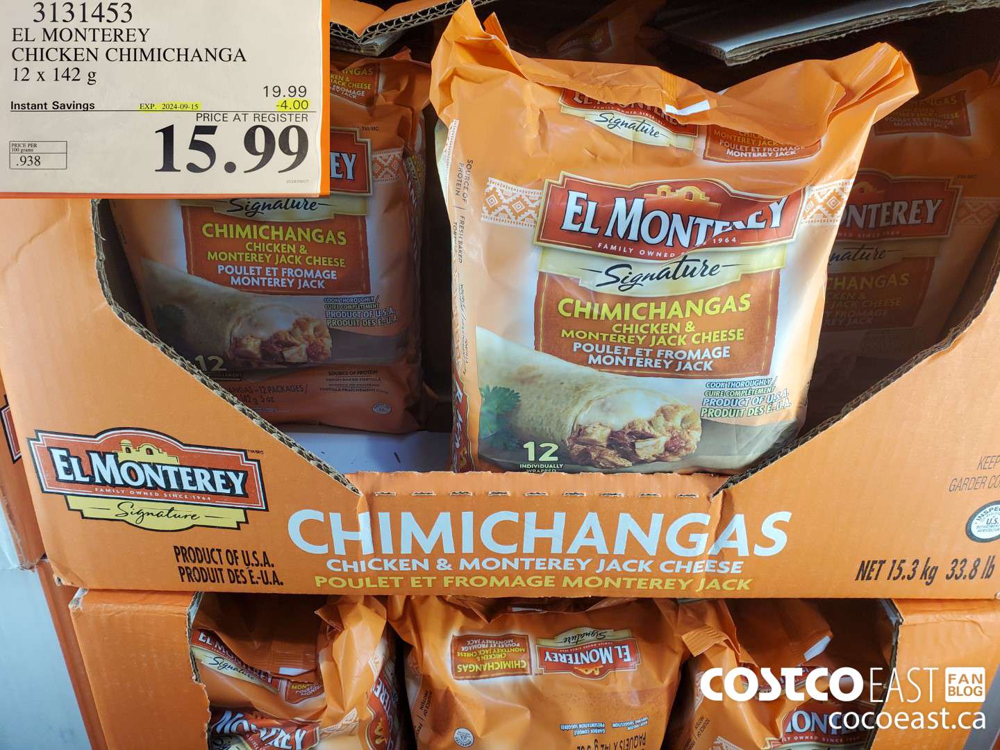 3131453 EL MONTEREY CHICKEN CHIMICHANGA 12 x 142 G ($4.00 INSTANT SAVINGS EXPIRES ON 2024-09-15) $15.99