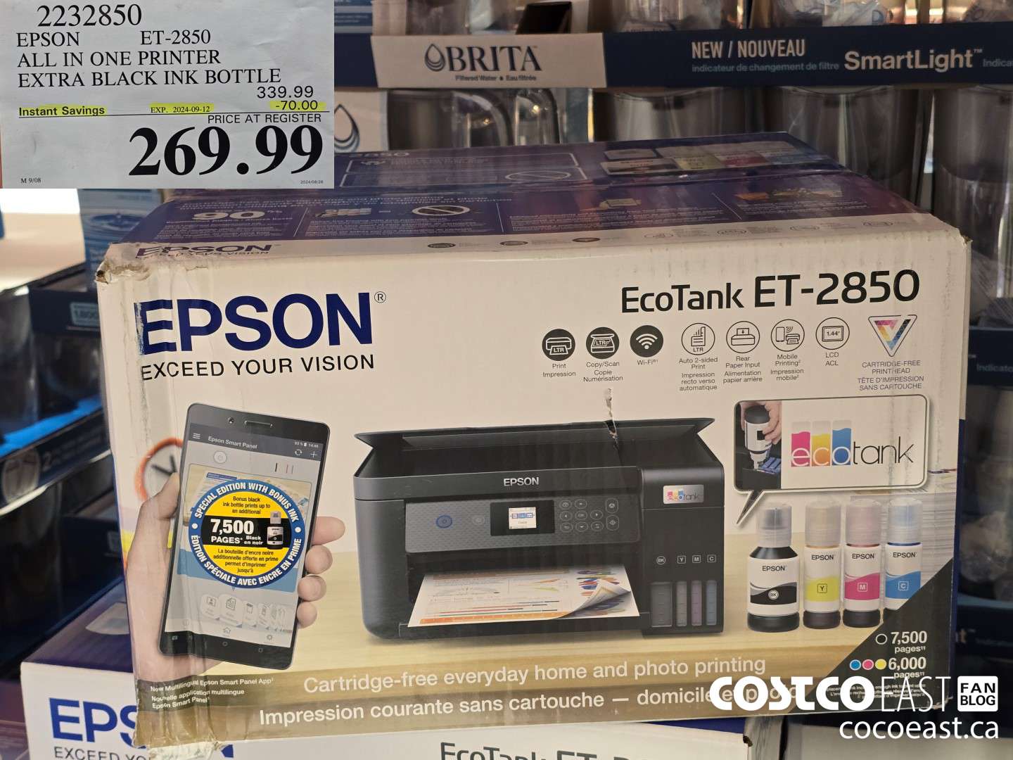 2232850 EPSON ET-2850 ALL IN ONE PRINTER EXTRA BLACK INK BOTTLE ($70.00 INSTANT SAVINGS EXPIRES ON 2024-09-12) $269.99
