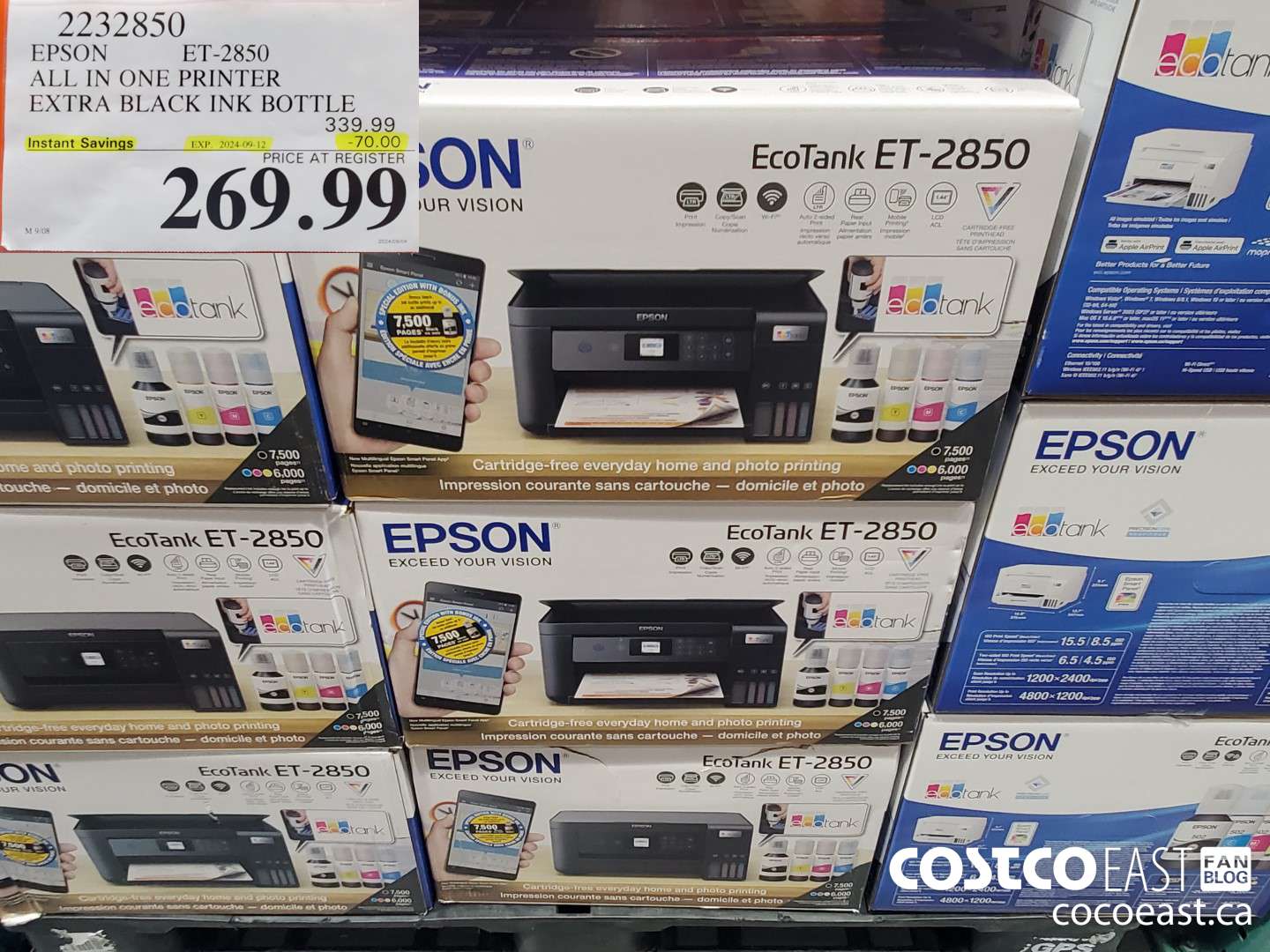 2232850 EPSON ET-2850 ALL IN ONE PRINTER EXTRA BLACK INK BOTTLE ($70.00 INSTANT SAVINGS EXPIRES ON 2024-09-12) $269.99