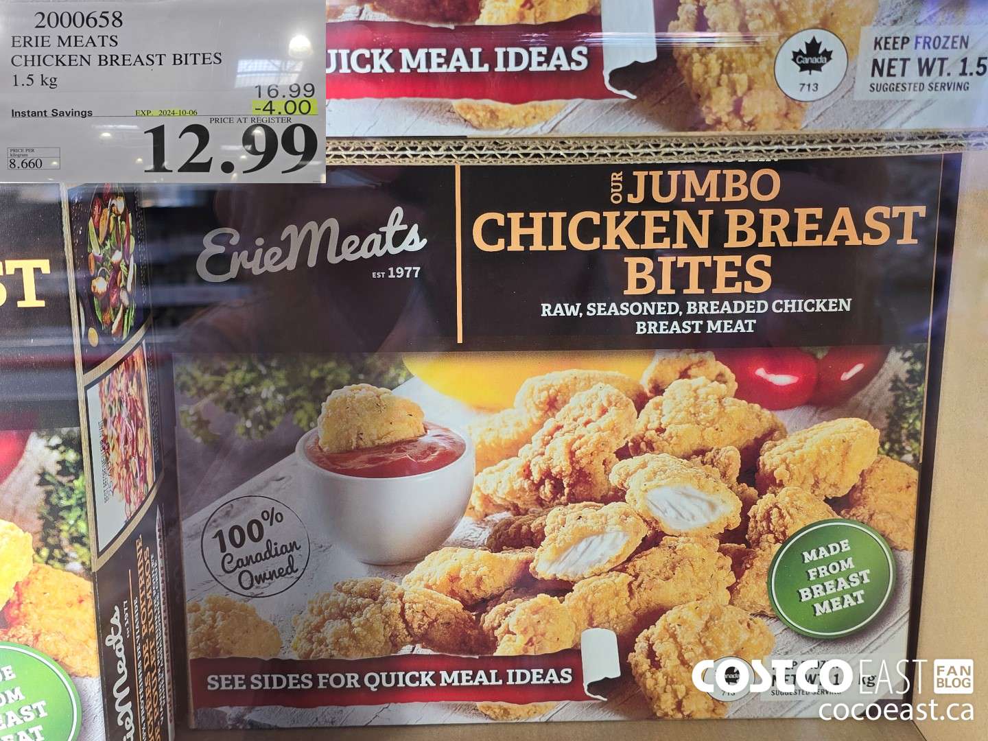 2000658 ERIE MEATS CHICKEN BREAST BITES 1.5 KG ($4.00 INSTANT SAVINGS EXPIRES ON 2024-10-06) $12.99