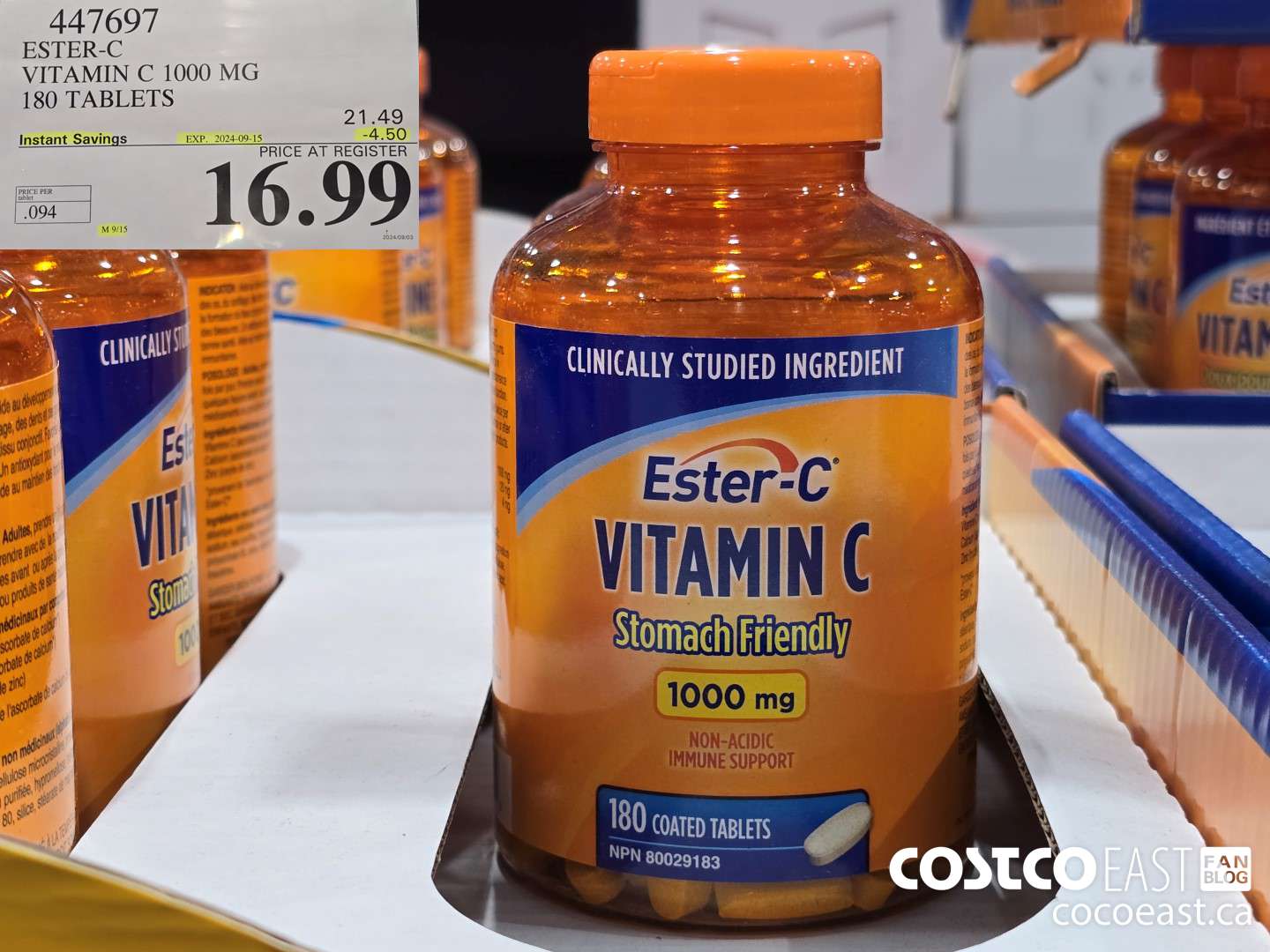 447697 ESTER-C VITAMIN C 1000 MG 180 TABLETS ($4.50 INSTANT SAVINGS EXPIRES ON 2024-09-15) $16.99
